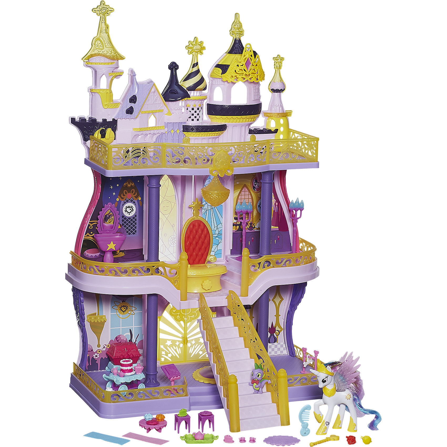 Игровой набор Замок Кантерлот , My little Pony Игровой набор Замок Кантерлот , My little PonyНовый уникальный трехэтажный замок Кантерлот! Теперь ты можешь разыграть волшебные истории из мультсериала «Дружба – это чудо!» с принцессой Селестией в ее замке. В наборе более 50 аксессуаров, которые помогут сделать это. Купол замка украшен диадемой, которую девочка сможет примерить на себя и превратиться в волшебную принцессу.<br><br>Ширина мм: 682<br>Глубина мм: 398<br>Высота мм: 160<br>Вес г: 3365<br>Возраст от месяцев: 36<br>Возраст до месяцев: 60<br>Пол: Женский<br>Возраст: Детский<br>SKU: 4156423