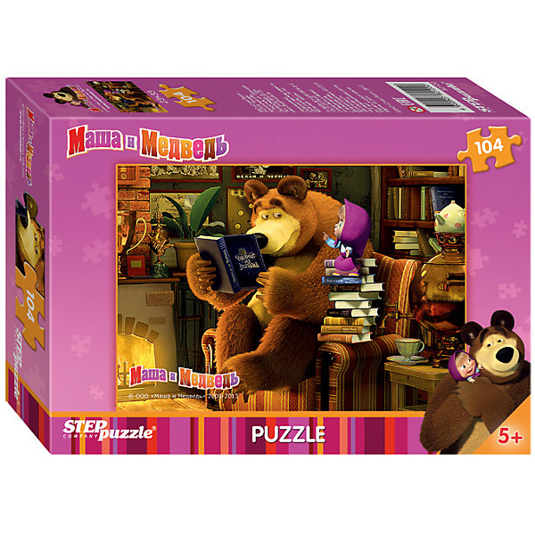 Пазл Маша и Медведь, 104 детали, Step Puzzle Пазл Маша и Медведь, 104 детали, Step PuzzleМаша и Медведь<br>Пазл Маша и Медведь, 104 детали, Step Puzzle (Степ Пазл) – это замечательный красочный пазл с изображением любимых героев.<br>Озорная Маша и добрый Медведь приглашают принять участие в волшебных приключениях. Подарите ребенку чудесный пазл Маша и Медведь, и он будет увлеченно подбирать детали, пока не составит яркую и интересную картинку, на которой уставший Медведь читает Маше сказку, а та все не собирается ложиться спать, требуя продолжения, несмотря на то, что они уже перечитали, целую стопку книг. Сборка пазла Маша и Медведь от Step Puzzle (Степ Пазл) подарит Вашему ребенку не только множество увлекательных вечеров, но и принесет пользу для развития. Координация, моторика, внимательность легко тренируются, пока ребенок увлеченно подбирает детали. Качественные фрагменты пазла отлично проклеены и идеально подходят один к другому, поэтому сборка пазла обеспечит малышу только положительные эмоции. Вы будете использовать этот пазл не один год, ведь благодаря качественной нарезке детали не расслаиваются даже после многократного использования.<br><br>Дополнительная информация:<br><br>- Количество деталей: 104<br>- Материал: картон<br>- Размер собранной картинки: 33х23 см.<br>- Особенно понравится поклонникам мультсериала Маша и Медведь<br>- Отличная проклейка<br>- Долгий срок службы<br>- Детали идеально подходят друг другу<br>- Яркий сюжет<br>- Упаковка: картонная коробка<br>- Размер упаковки: 140x196x36 мм.<br>- Вес: 106 гр.<br><br>Пазл Маша и Медведь, 104 детали, Step Puzzle (Степ Пазл) можно купить в нашем интернет-магазине.<br><br>Ширина мм: 20<br>Глубина мм: 14<br>Высота мм: 4<br>Вес г: 150<br>Возраст от месяцев: 60<br>Возраст до месяцев: 96<br>Пол: Унисекс<br>Возраст: Детский<br>Количество деталей: 104<br>SKU: 4162740