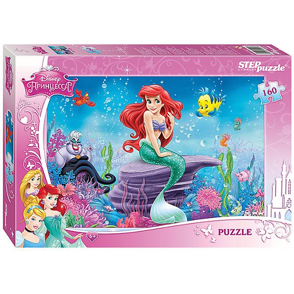 Пазл Русалочка, 160 деталей, Disney Princess, Step Puzzle Пазл Русалочка, 160 деталей, Disney Princess, Step PuzzleПринцессы Дисней<br>Пазл Русалочка, 160 деталей, Disney Princess, Step Puzzle (Степ Пазл) – это замечательный красочный пазл с изображением любимых героев.<br>В глубинах океана живет прекрасная русалочка Ариэль. Она дружит с крабом Себастьяном и рыбкой Флаундером, и с нетерпением ждет встречи с принцем Эриком. Подарите ребенку чудесный пазл, и он будет увлеченно подбирать детали, пока не составит яркую и интересную картинку, на которой красавица Ариэль присела на камень, чтобы поболтать с друзьями. Сборка пазла Русалочка от Step Puzzle (Степ Пазл) подарит Вашему ребенку не только множество увлекательных вечеров, но и принесет пользу для развития. Координация, моторика, внимательность легко тренируются, пока ребенок увлеченно подбирает детали. Качественные фрагменты пазла отлично проклеены и идеально подходят один к другому, поэтому сборка пазла обеспечит малышу только положительные эмоции. Вы будете использовать этот пазл не один год, ведь благодаря качественной нарезке детали не расслаиваются даже после многократного использования.<br><br>Дополнительная информация:<br><br>- Количество деталей: 160<br>- Материал: картон<br>- Размер собранной картинки: 34,5х24 см.<br>- Отличная проклейка<br>- Долгий срок службы<br>- Детали идеально подходят друг другу<br>- Яркий сюжет<br>- Упаковка: картонная коробка<br>- Размер упаковки: 193x277x34 мм.<br>- Вес: 154 гр.<br><br>Пазл Русалочка, 160 деталей, Disney Princess, Step Puzzle (Степ Пазл) можно купить в нашем интернет-магазине.<br><br>Ширина мм: 28<br>Глубина мм: 20<br>Высота мм: 4<br>Вес г: 171<br>Возраст от месяцев: 72<br>Возраст до месяцев: 108<br>Пол: Женский<br>Возраст: Детский<br>Количество деталей: 160<br>SKU: 4162762