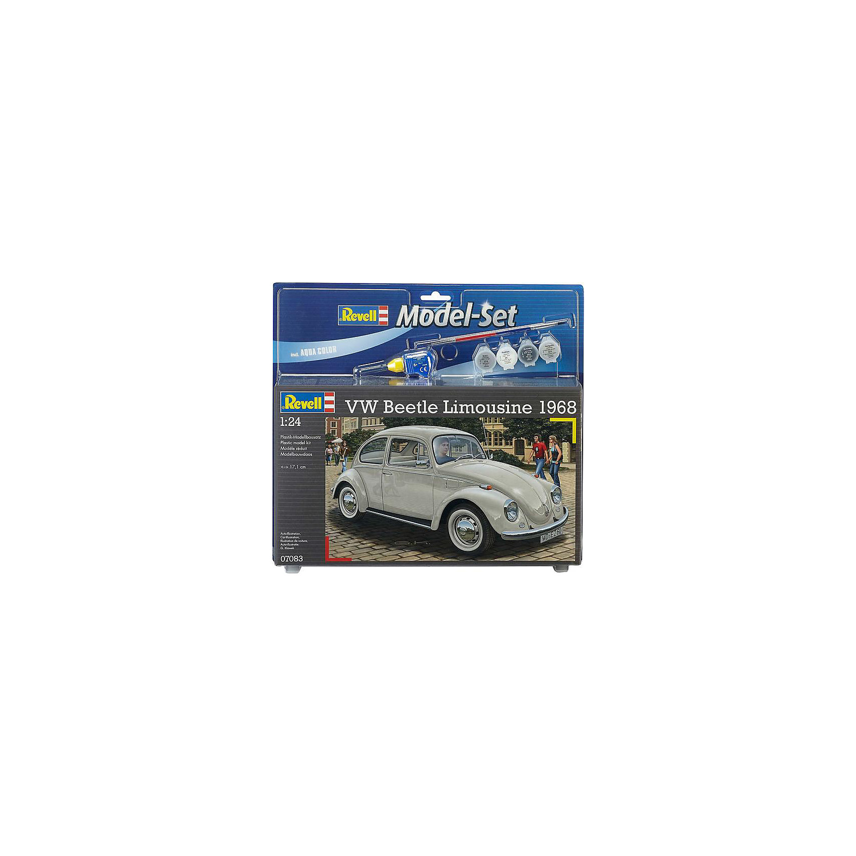 Автомобиль VW Beetle Limousine, Revell Автомобиль VW Beetle Limousine, RevellСборные модели транспорта<br>Автомобиль VW Beetle Limousine, Revell (Ревелл) – максимально детализированная модель станет украшением комнаты и дополнением коллекции.<br>Автомобиль VW Beetle Limousine 68 для бесчисленного количества людей был самым первым автомобилем. В конструкцию автомобиля постоянно вносились улучшения для сохранения его конкурентоспособности. И к 1968 году, VW Beetle Limousine достиг такого стандарта, который удерживал его впереди конкурентов многие годы. Сборная модель лимузина Фольксваген Битли является абсолютно точной уменьшенной копией своего прототипа. Модель состоит из 125 деталей, которые необходимо собрать, склеить и покрыть краской в соответствии с инструкцией. В наборе также прилагаются клей в удобной упаковке, краски и кисточка. Модель тщательно проработана. Оригинальный кузов выполнен в мельчайших подробностях, а интерьер машины с подлинной приборной панелью, отдельными передними сиденьями и одним задним превосходно детализированы. Модель может быть собрана как леворульной, так и праворульной. Макет автомобиля имеет вращающиеся колёса, которые выглядят совсем как настоящие, открывающуюся крышку капота, под которой располагается высокодетализированный четырёхцилиндровый двигатель. А для ещё большей достоверности, некоторые части модели хромированы. Разработанная для детей от 10 лет, сборная модель VW Beetle Limousine, определённо, принесёт массу положительных эмоций и взрослым любителям моделирования. Моделирование считается одним из наиболее полезных хобби, ведь оно развивает интеллектуальные и инструментальные способности, воображение и конструктивное мышление.<br><br>Дополнительная информация:<br><br>- Возраст: для детей старше 10-и лет<br>- В наборе: комплект пластиковых деталей для сборки модели, декаль (наклейки), набор красок, кисточка, клей, резиновые покрышки, схема для окрашивания модели, инструкция<br>- Количество деталей: 125 шт.<br>- Масштаб: 1:24<br>- Длина модели: 171 мм.<br>- Уровень сложности: 3 (из 5)<br>- Дополнительно потребуются: кусачки, для того чтобы отделить детали с литников<br>- Краски из набора можно разбавлять обычной водой или фирменным растворителем Revell (Ревелл)<br><br>Модель Автомобиль VW Beetle Limousine, Revell (Ревелл) можно купить в нашем интернет-магазине.<br><br>Ширина мм: 373<br>Глубина мм: 342<br>Высота мм: 73<br>Вес г: 549<br>Возраст от месяцев: 120<br>Возраст до месяцев: 180<br>Пол: Мужской<br>Возраст: Детский<br>SKU: 4171739