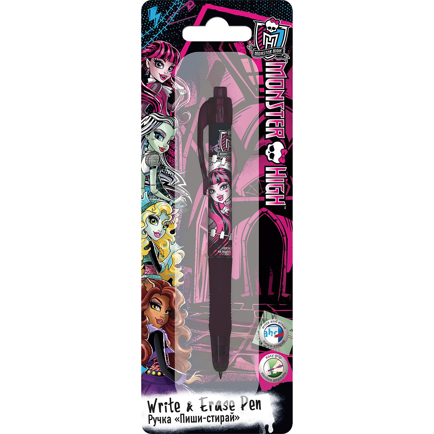 Ручка Пиши-стирай, Monster High Ручка Пиши-стирай, Monster HighMonster High<br>Ручка Пиши-Стирай, с термочувствительными гелевыми чернилами и ластиком для стирания написанного. Достаточно потереть надпись резинкой, расположенной на конце ручки и надпись исчезнет, при этом бумага остается невредимой, позволяя писать по ней снова и снова.<br><br>Дополнительная информация:<br><br>Размер: 20 х 7 х 1,5 см.<br><br>Ручку Пиши-стирай, Monster High (Школа Монстров)можно купить в нашем магазине.<br><br>Ширина мм: 200<br>Глубина мм: 70<br>Высота мм: 15<br>Вес г: 40<br>Возраст от месяцев: 36<br>Возраст до месяцев: 192<br>Пол: Женский<br>Возраст: Детский<br>SKU: 4177246