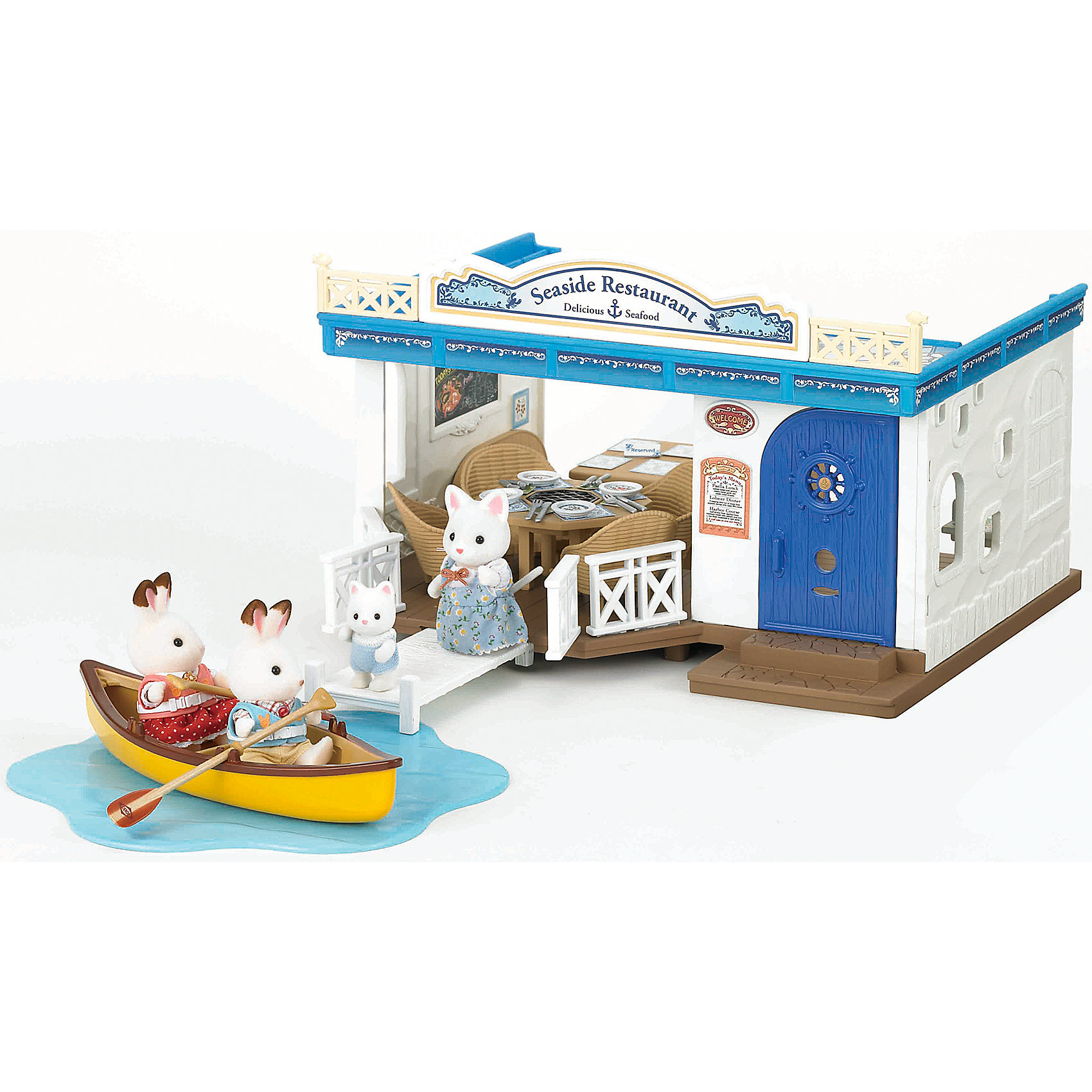 Набор Морской ресторан, Sylvanian Families Набор Морской ресторан, Sylvanian FamiliesSylvanian Families<br>Sylvanian Families (Сильваниан Фэмилис) - целый мир, в котором живут маленькие милые зверята - это кролики, белки, медведи, лисы и многие другие. У каждого из них есть дом. Набор Морской ресторан - это настоящий уютный семейный ресторан, в который приятно приходить с семьей или друзьями. Игрушка прекрасно подходит для сюжетно-ролевых игр детей, развивает мелкую моторику и воображение малышей. Все детали набора выполнены их высококачественных, нетоксичных безопасных материалов. <br><br>Дополнительная информация:<br><br>- Комплектация: ресторан, столы, кресла, декоративное озеро, мостик, посуда и принадлежности (фигурки зверят в комплект не входят).<br>- Материал: пластик, текстиль.<br><br>Набор Морской ресторан, Sylvanian Families (Сильваниан Фэмилис), можно купить в нашем магазине.<br><br>Ширина мм: 324<br>Глубина мм: 266<br>Высота мм: 195<br>Вес г: 1259<br>Возраст от месяцев: 36<br>Возраст до месяцев: 144<br>Пол: Женский<br>Возраст: Детский<br>SKU: 4177945