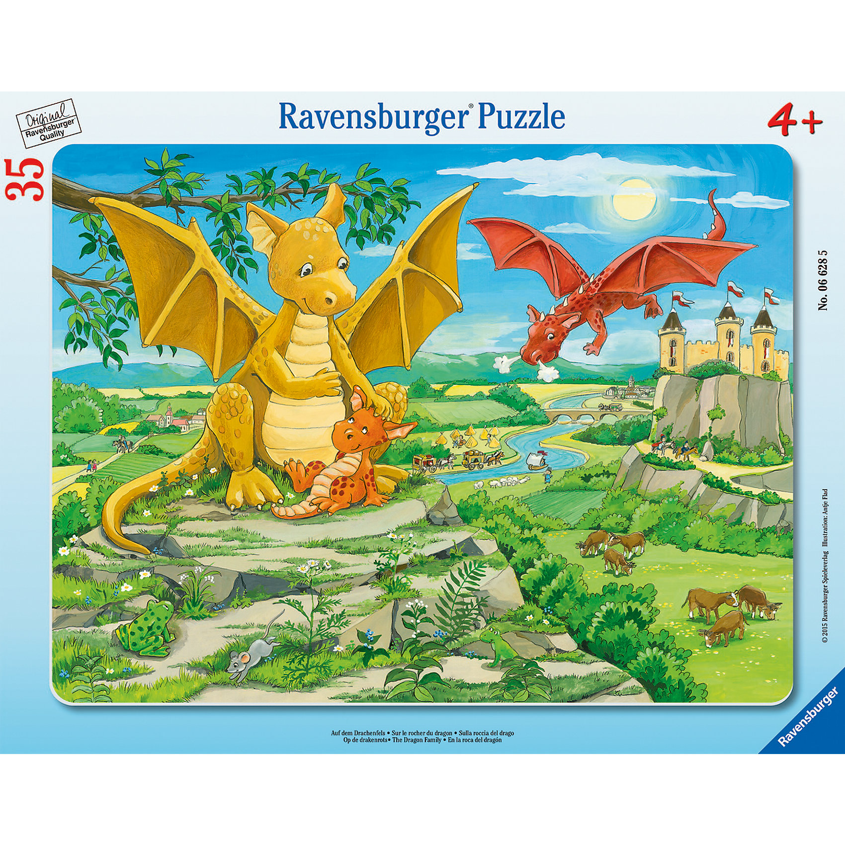 Пазл «Семья драконов», 35 деталей, Ravensburger Пазл «Семья драконов», 35 деталей, RavensburgerПазлы для малышей<br>Семья драконов - это пазл - сказка, который способствует развитию памяти, моторики рук, усидчивости и сообразительности ребёнка. Воссоздавая картинку, малышу будет интересно наблюдать за сказочными драконами, изображенных на ней. Собирать пазл будет легко, ведь все детали изготовлены из прочного материала, который не будет расклеиваться при использовании. Также изделие безопасно для ребёнка, так как изготовлено из экологического сырья. Ваш ребёнок будет рад такому полезному и интересному подарку!<br><br>В товар входит:<br>-35 деталей<br><br>Дополнительная информация<br>-Размер картинки – 26*18 см <br>-Размер упаковки – 27,5*19*3 см<br>-Возраст: от 4 лет<br>-Для мальчиков и девочек<br>-Состав: картон, бумага<br>-Бренд: Ravensburger (Равенсбургер)<br>-Страна обладатель бренда: Германия<br><br>Ширина мм: 376<br>Глубина мм: 291<br>Высота мм: 8<br>Вес г: 315<br>Возраст от месяцев: 48<br>Возраст до месяцев: 72<br>Пол: Мужской<br>Возраст: Детский<br>Количество деталей: 35<br>SKU: 4213518