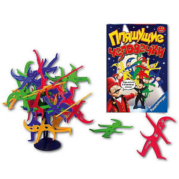 Игра Пляшущие человечки, Ravensburger Игра Пляшущие человечки, RavensburgerНастольные игры для всей семьи<br>Игра Пляшущие человечки, Ravensburger (Равенсбургер) – это увлекательная настольная игра на ловкость.<br>Постройте башню из человечков! Разрешено все: сцеплять человечков друг с другом, подвешивать их или ставить в распорку. Башня опасно покачивается - напряжение растет! Кто сможет избавиться от всех своих человечков так, чтобы ни один, ни упал? Ловкость рук и никакого мошенничества! Цель игры: первым избавиться от всех своих человечков, встроив их в башню. Игра развивает память, внимательность, ловкость.<br><br>Дополнительная информация:<br><br>- В комплекте: 29 разноцветных акробатов, 1 пластиковая подставка, инструкция<br>- Материал: пластик<br>- Количество игроков: от 1 до 4 человек<br>- Продолжительность игры: от 15 до 20 мин.<br>- Размер коробки: 27 x 19 x 5,5 см.<br>- Вес: 430 гр.<br><br>Игру Пляшущие человечки, Ravensburger (Равенсбургер) можно купить в нашем интернет-магазине.<br><br>Ширина мм: 275<br>Глубина мм: 192<br>Высота мм: 55<br>Вес г: 50<br>Возраст от месяцев: 60<br>Возраст до месяцев: 96<br>Пол: Унисекс<br>Возраст: Детский<br>SKU: 4214570