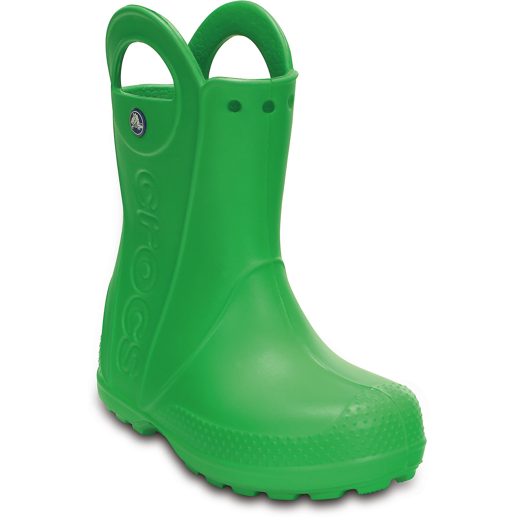 Резиновые сапоги Kids’ Handle It Rain Boot Crocs Резиновые сапоги Kids’ Handle It Rain Boot CrocsРезиновые сапоги<br>Характеристики товара:<br><br>• цвет: зеленый;<br>• материал: 100% полимер Croslite™<br>• непромокаемые<br>• температурный режим: от 0° до +20° С<br>• легко очищаются<br>• антискользящая подошва<br>• ручки<br>• толстая устойчивая подошва<br>• страна бренда: США<br>• страна изготовитель: Китай<br><br>Сапоги могут быть и стильными, и непромокаемыми! Для детской обуви крайне важно, чтобы она была удобной. Такие сапоги обеспечивают детям необходимый комфорт, а надежный материал не пропускает внутрь воду. Сапоги легко надеваются и снимаются, отлично сидят на ноге. Материал, из которого они сделаны, не дает размножаться бактериям, поэтому такая обувь препятствует образованию неприятного запаха и появлению болезней стоп. Данная модель особенно понравится детям - ведь в них можно бегать по лужам!<br>Обувь от американского бренда Crocs в данный момент завоевала широкую популярность во всем мире, и это не удивительно - ведь она невероятно удобна. Её носят врачи, спортсмены, звёзды шоу-бизнеса, люди, которым много времени приходится бывать на ногах - они понимают, как важна комфортная обувь. Продукция Crocs - это качественные товары, созданные с применением новейших технологий. Обувь отличается стильным дизайном и продуманной конструкцией. Изделие производится из качественных и проверенных материалов, которые безопасны для детей.<br><br>Резиновые сапоги от торговой марки Crocs можно купить в нашем интернет-магазине.<br><br>Ширина мм: 257<br>Глубина мм: 180<br>Высота мм: 130<br>Вес г: 420<br>Цвет: зеленый<br>Возраст от месяцев: 24<br>Возраст до месяцев: 36<br>Пол: Унисекс<br>Возраст: Детский<br>Размер: 26,31/32,32,23,25,34,33,30,29,28,27,24<br>SKU: 4226504