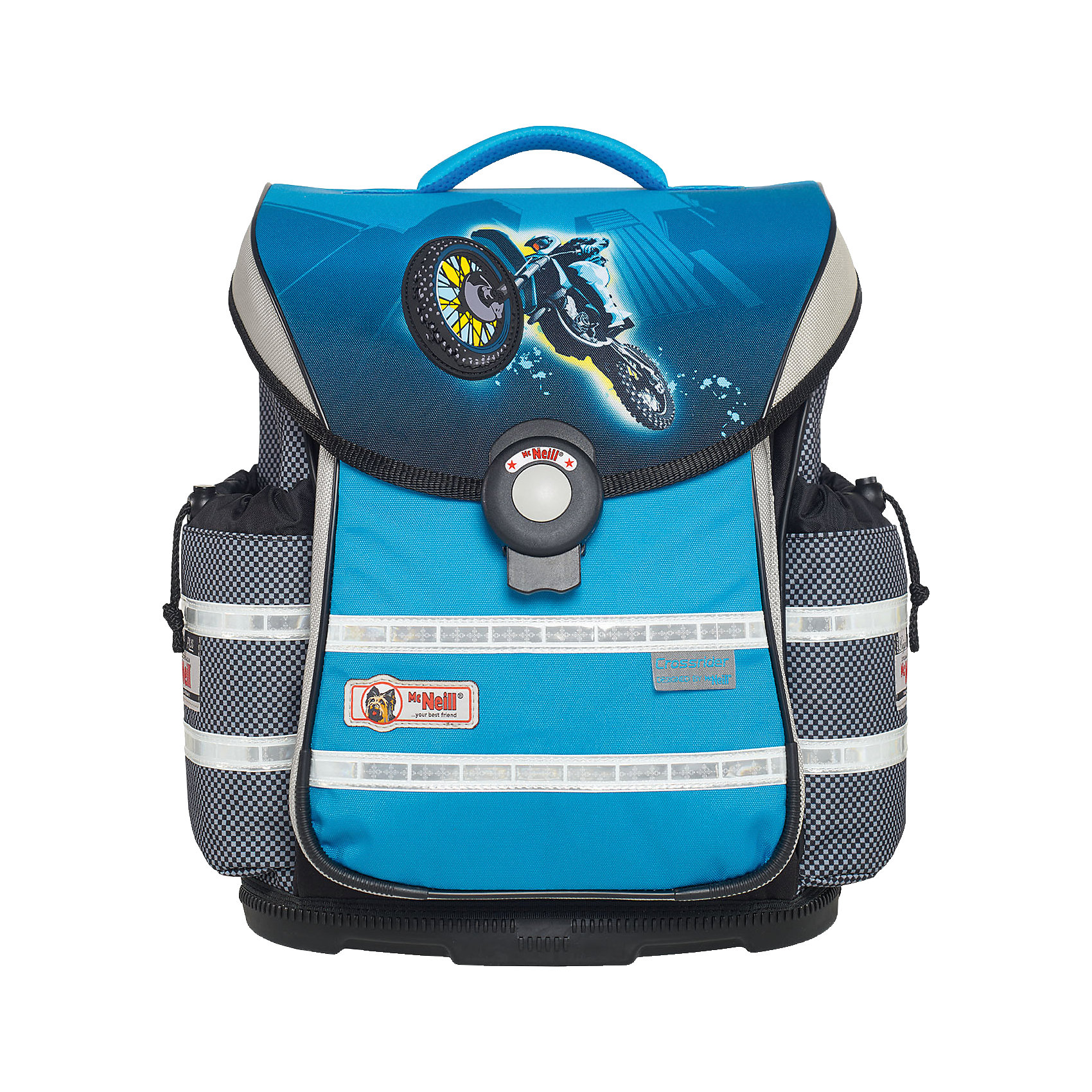 MC Neill Школьный рюкзак ERGO Light PLUS (4 пр.) Велогонщик MC Neill Школьный рюкзак ERGO Light PLUS (4 пр.) ВелогонщикРанцы<br>Вместимость 20 л, вес ранца 1050 гр, удобный магнитный замок, боковые карманы на кулиске регулируются ограничителями, дно из особо прочного пластика, ортопедическая спина, регулируемые ремни на мягких подушках. В наборе пенал с наполнением, пенал-тубус, сумка для обуви и спорта. 30*41*20 см<br><br>Ширина мм: 475<br>Глубина мм: 345<br>Высота мм: 256<br>Вес г: 1703<br>Возраст от месяцев: 60<br>Возраст до месяцев: 120<br>Пол: Мужской<br>Возраст: Детский<br>SKU: 4231664