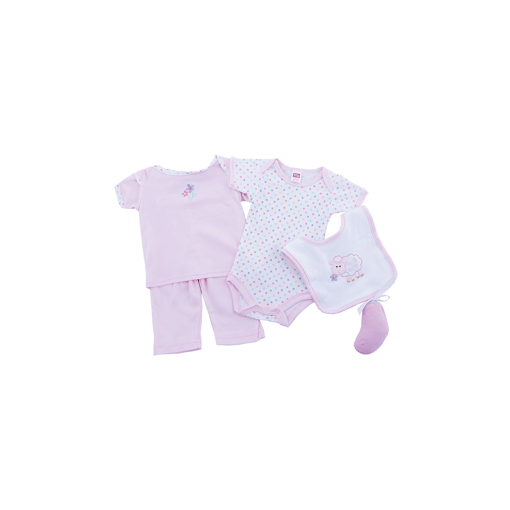 Подарочный набор для девочки Овечка, 6 пр. для девочки Hudson Baby Подарочный набор для девочки Овечка, 6 пр. для девочки Hudson BabyПодарочный набор для девочки Овечка, 6 пр. для девочки от марки Hudson Baby.<br>Состав:<br>100% хлопок<br>носки: 75% хлопок, 23% нейлон, 2% спандекс<br>сетка: 75% хлопок, 25% полиэстер<br><br>Ширина мм: 157<br>Глубина мм: 13<br>Высота мм: 119<br>Вес г: 200<br>Цвет: розовый<br>Возраст от месяцев: 1<br>Возраст до месяцев: 3<br>Пол: Женский<br>Возраст: Детский<br>Размер: 55-61<br>SKU: 4234511