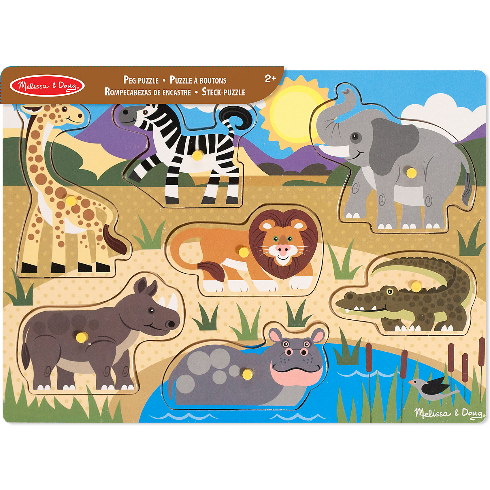 Рамка-вкладыш Сафари, Melissa & Doug Рамка-вкладыш Сафари, Melissa & DougРамки-вкладыши<br>Замечательная развивающая Рамка-вкладыш Сафари, Melissa & Doug (Мелисса и Даг) представляет собой игровое поле с дикими животными Африки, которых нужно разместить на свои места. У вкладыша есть слой-подсказка с рисунком каждого животного. Параллельно ребенок знакомится с названиями африканских животных, узнает какой они окраски и размеров. <br><br>Характеристики:<br>-Яркая безопасная деревянная развивающая игрушка для самых маленьких<br>-Игра поможет познакомиться и легко выучить названия животных сафари<br>-Фигурки могут использоваться для отдельной игры: при рисовании как трафареты, изучать свойства (маленький, большой, хищный, сильный, слабый, высокий, низкий), играть сценки из сказок<br>-Развивает: мелкая моторика и координация движений, глазомер и визуальное восприятие, творческое самовыражение, логическое мышление, зрительная память, цветовосприятие<br>-Фигурки очень удобны для маленьких ручек<br><br>Дополнительная информация:<br>-Материалы: дерево, краски, картон<br>-Вес в упаковке: 295 г<br>-Размеры в упаковке: 30х10х22 см<br><br>Замечательная рамка вкладыш «Сафари» станет первым пазлом Вашего малыша и познакомит его с животными сафари, а также научит понятиям целое и часть!<br><br>Рамка-вкладыш Сафари, Melissa & Doug (Мелисса и Даг) можно купить в нашем магазине.<br><br>Ширина мм: 300<br>Глубина мм: 100<br>Высота мм: 220<br>Вес г: 295<br>Возраст от месяцев: 24<br>Возраст до месяцев: 60<br>Пол: Унисекс<br>Возраст: Детский<br>SKU: 4235401