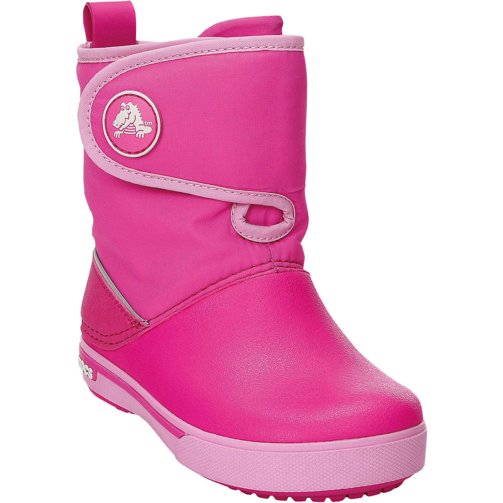 Сапоги Kids Crocband II.5 Gust Boot для девочки Crocs Сапоги Kids Crocband II.5 Gust Boot для девочки CrocsСапоги<br>Характеристики товара:<br><br>• цвет: розовый<br>• материал: верх - нейлон, низ -100% полимер Croslite™<br>• материал подкладки: текстиль<br>• непромокаемая носочная часть<br>• температурный режим: от -15° до +15° С<br>• легко очищаются<br>• антискользящая подошва<br>• застежка: липучка<br>• толстая устойчивая подошва<br>• страна бренда: США<br>• страна изготовитель: Китай<br><br>Сапоги могут быть и стильными, и теплыми! Для детской обуви крайне важно, чтобы она была удобной. Такие сапоги обеспечивают детям необходимый комфорт, а теплая подкладка создает особый микроклимат. Сапоги легко надеваются и снимаются, отлично сидят на ноге. Материал, из которого они сделаны, не дает размножаться бактериям, поэтому такая обувь препятствует образованию неприятного запаха и появлению болезней стоп. Данная модель особенно понравится детям - ведь в них можно бегать по лужам!<br>Обувь от американского бренда Crocs в данный момент завоевала широкую популярность во всем мире, и это не удивительно - ведь она невероятно удобна. Её носят врачи, спортсмены, звёзды шоу-бизнеса, люди, которым много времени приходится бывать на ногах - они понимают, как важна комфортная обувь. Продукция Crocs - это качественные товары, созданные с применением новейших технологий. Обувь отличается стильным дизайном и продуманной конструкцией. Изделие производится из качественных и проверенных материалов, которые безопасны для детей.<br><br>Сапоги Kids Crocband II.5 Gust Boot от торговой марки Crocs можно купить в нашем интернет-магазине.<br><br>Ширина мм: 262<br>Глубина мм: 176<br>Высота мм: 97<br>Вес г: 427<br>Цвет: розовый<br>Возраст от месяцев: 18<br>Возраст до месяцев: 21<br>Пол: Женский<br>Возраст: Детский<br>Размер: 28,27,30,34,32,33,26,23,26,31/32,25,24,29<br>SKU: 4235613