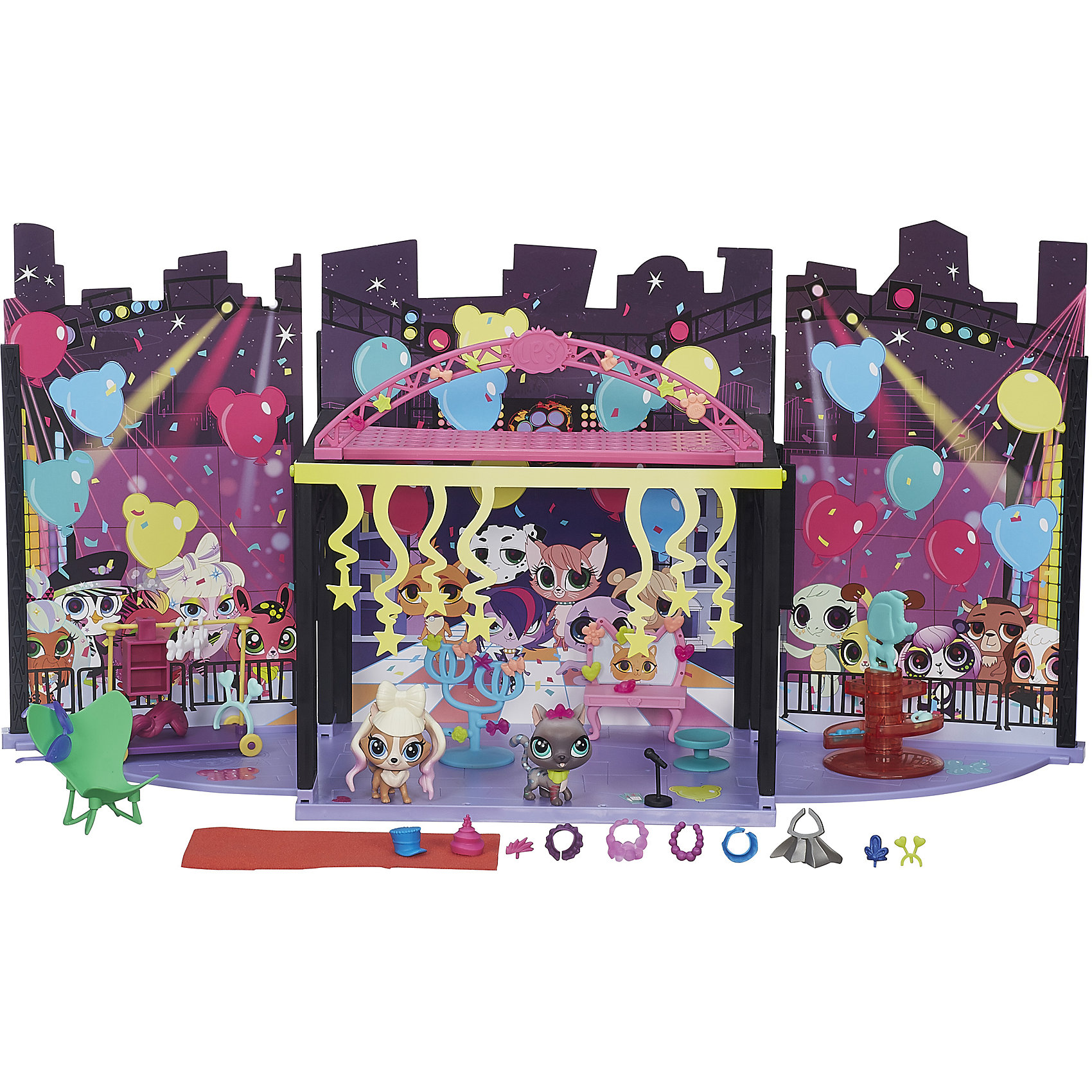 Игровой набор За кулисами, Littlest Pet Shop Игровой набор За кулисами, Littlest Pet ShopИгрушки<br>С этим уникальным наборам девочки имеют возможность разыграть не только показ мод с участием маленьких питомцев, но и то что происходит с ними за кулисами! Помоги маленьким модникам и модницам замечательно выглядеть на подиуме. В наборе более 100 различных аксессуаров и 6 уникальных фоновых панелей для создания разнообразных сцен, в том числе наклейки для украшения, элементы декора и 2 эксклюзивных питомца.<br><br>Ширина мм: 70<br>Глубина мм: 457<br>Высота мм: 305<br>Вес г: 1769<br>Возраст от месяцев: 72<br>Возраст до месяцев: 144<br>Пол: Женский<br>Возраст: Детский<br>SKU: 4238351