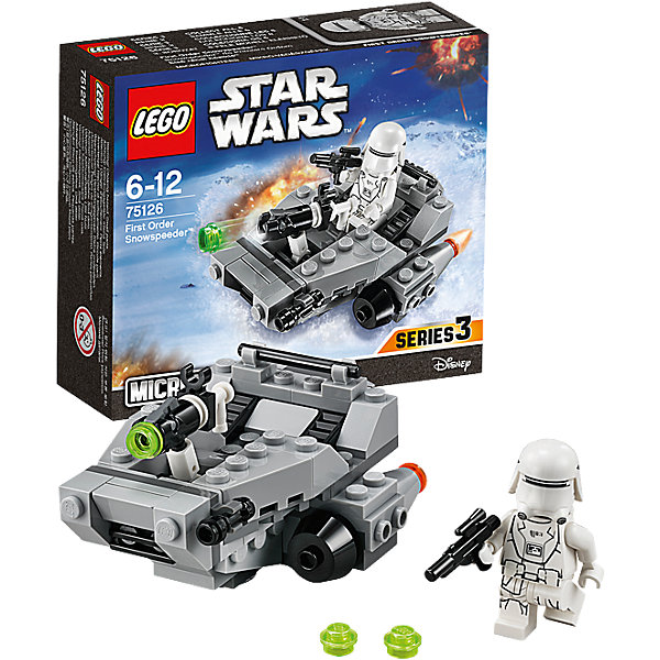 LEGO Star Wars 75126: Снежный спидер Первого Ордена LEGO Star Wars 75126: Снежный спидер Первого ОрденаКонструкторы Лего<br>LEGO Star Wars (ЛЕГО Звездные войны) 75126: Снежный спидер Первого Ордена станет прекрасным подарком для всех поклонников знаменитой киносаги. Снежный спидер Первого Ордена был специально разработан для быстрого передвижения по заснеженным планетам и транспортировки штурмовиков и вооружения к местам сражений. Модель ЛЕГО очень похожа на свой прототип, прекрасно детализирована и состоит из серых и черных деталей. Спереди установлены малые орудия и мощная складная пушка, выстреливающая при нажатии на небольшой рычаг. Два симметричных двигателя по бокам корпуса помогают увеличить маневренность и управляемость. В сиденье пилота можно посадить минифигурку штурмовика, вооруженного бластером (входит в комплект). <br><br>Все конструкторы серии ЛЕГО Звездные войны созданы по мотивам знаменитой киносаги Звездные войны и воспроизводят самые популярные сюжеты и эпизоды фильма. В наборах представлены все основные средства вооружения и боевые единицы, задействованные в фильме.<br>Фантастические истребители, машины, роботы, оружие, фигурки персонажей выполнены очень реалистично, с высокой степенью детализации.<br><br>Дополнительная информация:<br><br>- Игра с конструктором LEGO (ЛЕГО) развивает мелкую моторику ребенка, фантазию и воображение, учит его усидчивости и внимательности.<br>- Количество деталей: 91.<br>- Количество минифигур: 1.<br>- Серия: LEGO Star Wars (ЛЕГО Звездные войны).<br>- Материал: пластик.<br>- Размер модели: 5 х 8 х 6 см.<br>- Размер упаковки: 14 х 4,5 х 12 см.<br>- Вес: 0,11 кг.<br><br>Конструктор LEGO Star Wars (ЛЕГО Звездные войны) 75126: Снежный спидер Первого Ордена можно купить в нашем интернет-магазине.<br><br>Ширина мм: 143<br>Глубина мм: 123<br>Высота мм: 48<br>Вес г: 102<br>Возраст от месяцев: 72<br>Возраст до месяцев: 144<br>Пол: Мужской<br>Возраст: Детский<br>SKU: 4259011