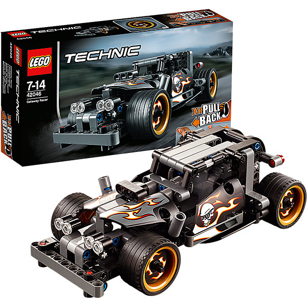 LEGO Technic 42046: Гоночный автомобиль для побега LEGO Technic 42046: Гоночный автомобиль для побегаПластмассовые конструкторы<br>Прокатись по улицам на этом крутом мощном автомобиле, оснащённом массивными экстра-широкими дисками с низкопрофильными шинами, огромными вертикальными выхлопными трубами, тяжелым передним бампером. Машина раскрашена в темно-серый и черный цвета с крутыми наклейками пламени, придающими модели грозный вид. Активируй мощный инерционный двигатель для быстрого старта!<br><br>LEGO Technic (Лего Техник) - серия конструкторов, позволяющая собрать функциональные, подробные, прекрасно детализированные, имеющие множество подвижных узлов, транспортные средства. В этой серии найдется техника на любой вкус: тракторы и экскаваторы, внедорожники и квадроциклы, самосвалы и гоночные автомобили. Даже самые простые из конструкторов lego technic дают вашему ребенку представление о том, как устроены машины, помогают развить моторику, мышление и умение работать по инструкции. <br><br>Дополнительная информация:<br><br>- Конструкторы ЛЕГО развивают усидчивость, внимание, фантазию и мелкую моторику. <br>- Комплектация: автомобиль.<br>- Количество деталей: 170.<br>- Серия LEGO Technic (Лего Техник).<br>- Материал: пластик.<br>- Размер упаковки: 26х6х14 см.<br>- Вес: 0.3 кг.<br><br>LEGO Technic 42046: Гоночный автомобиль для побега можно купить в нашем магазине.<br><br>Ширина мм: 267<br>Глубина мм: 147<br>Высота мм: 63<br>Вес г: 315<br>Возраст от месяцев: 84<br>Возраст до месяцев: 168<br>Пол: Мужской<br>Возраст: Детский<br>SKU: 4259019