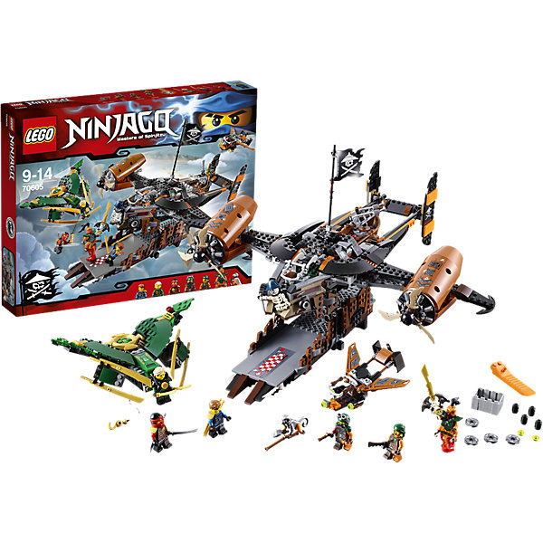 LEGO NINJAGO 70605: Цитадель несчастий LEGO NINJAGO 70605: Цитадель несчастийКонструкторы Лего<br>Злой джинн Надахан и экипаж Цитадели несчастий грозят уничтожить Ниндзяго. Взмывай в небо на реактивном самолёте Ллойда и используй лебедку, чтобы спустить Джея прямо в гущу боя. Остерегайся скрытых пушек, дисковых шутеров и пиратского реактивного самолёта, который вот-вот взлетит из Цитадели несчастий. Сможешь ли ты помочь ниндзя победить Надахана и освободить Ву, заточённого в золотом Джинн-клинке?<br><br>LEGO Ninjago (ЛЕГО Ниндзяго) - серия детских конструкторов ЛЕГО, рассказывающая о приключениях четырех отважных ниндзя и их сенсея, о противостоянии злу и победе добра. Наборы серии можно комбинировать между собой, давая безграничные просторы для фантазии и придумывая свои новые истории. <br><br>Дополнительная информация:<br><br>- Конструкторы ЛЕГО развивают усидчивость, внимание, фантазию и мелкую моторику. <br>- Комплектация: 3 минифигурок, аксессуары, реактивный самолет Ллойда, пиратский самолет, корабль Цитадель несчастий. <br>- В комплекте 6 минифигурок.<br>- Количество деталей: 754.<br>- Серия ЛЕГО Ниндзяго (LEGO Ninjago)<br>- Материал: пластик.<br>- Размер упаковки: 48х7х38 см.<br>- Вес: 1.38 кг.<br><br>Конструктор LEGO Ninjago 70605: Цитадель несчастий можно купить в нашем магазине.<br><br>Ширина мм: 480<br>Глубина мм: 373<br>Высота мм: 73<br>Вес г: 1435<br>Возраст от месяцев: 108<br>Возраст до месяцев: 168<br>Пол: Мужской<br>Возраст: Детский<br>SKU: 4259043