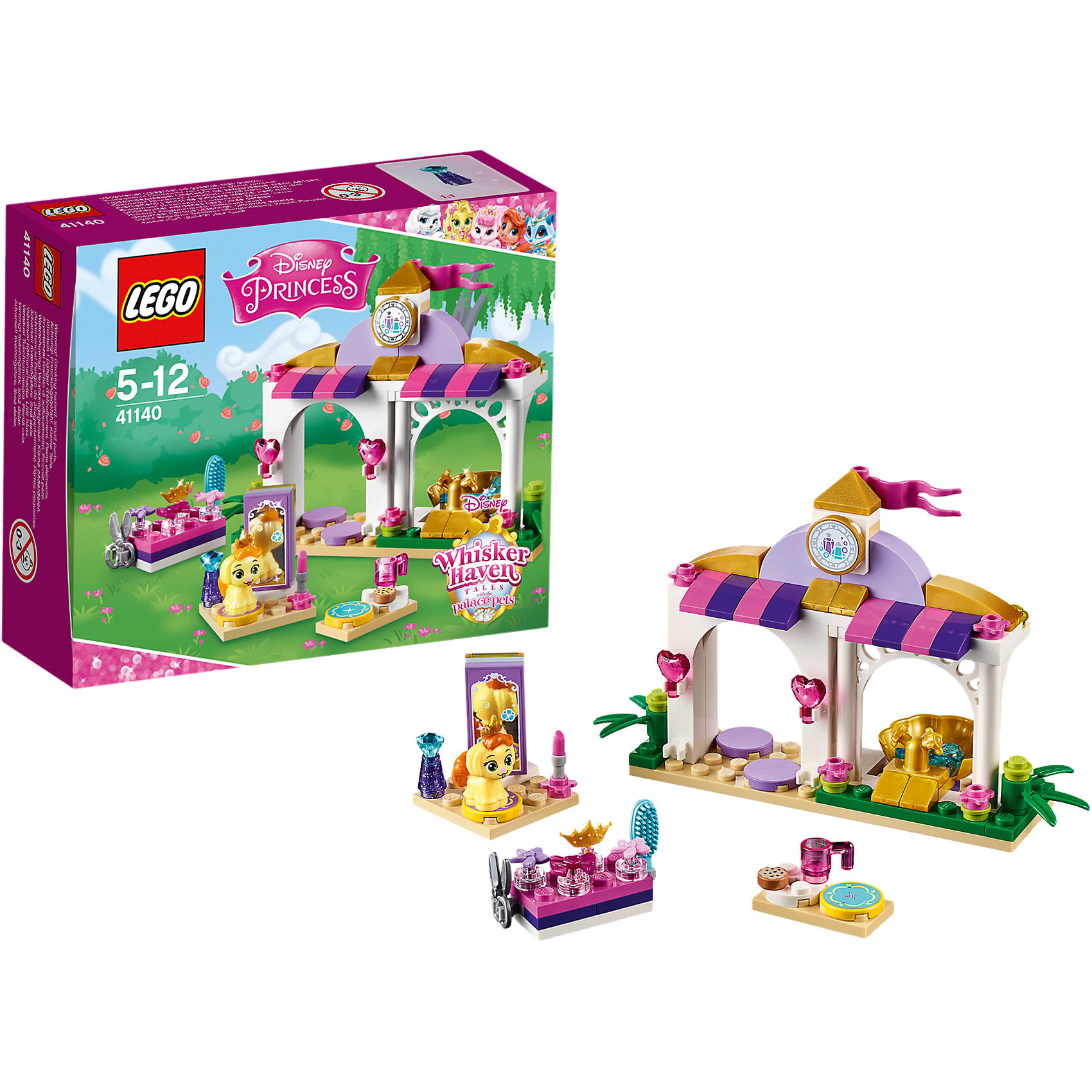 LEGO Disney Princesses 41140: Королевские питомцы: Ромашка LEGO Disney Princesses 41140: Королевские питомцы: РомашкаLEGO Принцессы Дисней 41140: Королевские питомцы: Ромашка непременно понравится всем юным поклонницам диснеевских волшебных сказок. Ромашка, любимый щенок Рапунцель, готовится к волшебному балу со своими друзьями в королевском дворце. Привести себя в порядок она сможет в собственном миниатюрном салоне красоты. Здесь есть ванная в виде золотой ракушки, зеркало с удобным сиденьем и туалетный столик со множеством принадлежностей (расческа, помада, ножницы, флакончики с духами). Помоги Ромашке подготовиться к королевскому балу и поразить всех своей красотой! Все детали выполнены из высококачественного пластика и прекрасно дополнят любой набор аналогичной серии. <br><br>Серия конструкторов Lego Disney Princess создана специально для девочек и посвящена принцессам из мультфильмов Диснея. Наборы состоят из деталей необычных ярких расцветок, красивых миникуколок и множества сказочных аксессуаров.<br><br>Дополнительная информация:<br><br>- Игра с конструктором LEGO (ЛЕГО) развивает мелкую моторику ребенка, фантазию и воображение, учит его усидчивости и внимательности.<br>- Количество деталей: 98.<br>- Количество минифигур: 1 (щенок Ромашка).<br>- Серия: LEGO Disney Princess (ЛЕГО Принцессы Дисней).<br>- Материал: пластик.<br>- Размер упаковки: 14 х 5 х 12 см.<br>- Вес: 0,13 кг.<br><br>LEGO Принцессы Дисней 41140: Королевские питомцы: Ромашка можно купить в нашем интернет-магазине.<br><br>Ширина мм: 143<br>Глубина мм: 121<br>Высота мм: 49<br>Вес г: 117<br>Возраст от месяцев: 60<br>Возраст до месяцев: 144<br>Пол: Женский<br>Возраст: Детский<br>SKU: 4259076