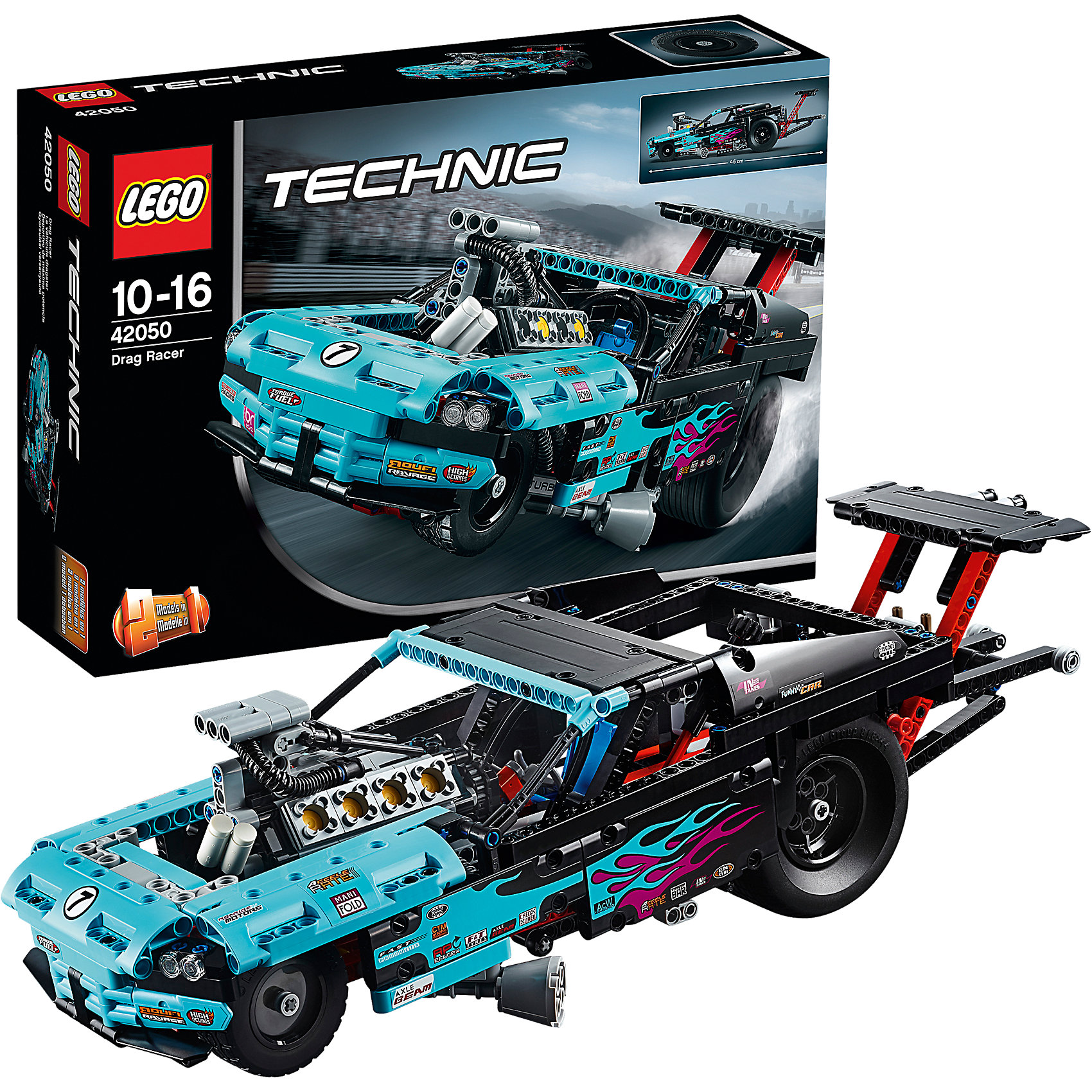 LEGO Technic 42050: Драгстер LEGO Technic 42050: ДрагстерПластмассовые конструкторы<br>Запускай эту аутентичную копию драгстера, имеющую мощный внешний вид и множество реалистичных деталей, в том числе массивный двигатель V8 с движущимися поршнями, работающий руль, огромные задние шины, большую выхлопную трубу и крупный задний спойлер. Подними кузов, чтобы рассмотреть ходовую часть, выхлопные трубы и рабочую коробку передач. Эту модель можно модернизировать с помощью комплекта Power Functions, и у неё есть функция поднятия на задние колёса. Модель можно перестроить в драгстер с наддувом!<br><br>LEGO Technic (Лего Техник) - серия конструкторов, позволяющая собрать функциональные, подробные, прекрасно детализированные, имеющие множество подвижных узлов, транспортные средства. В этой серии найдется техника на любой вкус: тракторы и экскаваторы, внедорожники и квадроциклы, самосвалы и гоночные автомобили. Даже самые простые из конструкторов lego technic дают вашему ребенку представление о том, как устроены машины, помогают развить моторику, мышление и умение работать по инструкции. <br><br>Дополнительная информация:<br><br>- Конструкторы ЛЕГО развивают усидчивость, внимание, фантазию и мелкую моторику. <br>- Комплектация: драгстер.<br>- Количество деталей: 647.<br>- Серия LEGO Technic (Лего Техник).<br>- Материал: пластик.<br>- Размер упаковки: 38х9,4х26 см.<br>- Вес: 1.02 кг.<br><br>LEGO Technic 42050: Драгстер можно купить в нашем магазине.<br><br>Ширина мм: 386<br>Глубина мм: 264<br>Высота мм: 99<br>Вес г: 1085<br>Возраст от месяцев: 120<br>Возраст до месяцев: 192<br>Пол: Мужской<br>Возраст: Детский<br>SKU: 4259078