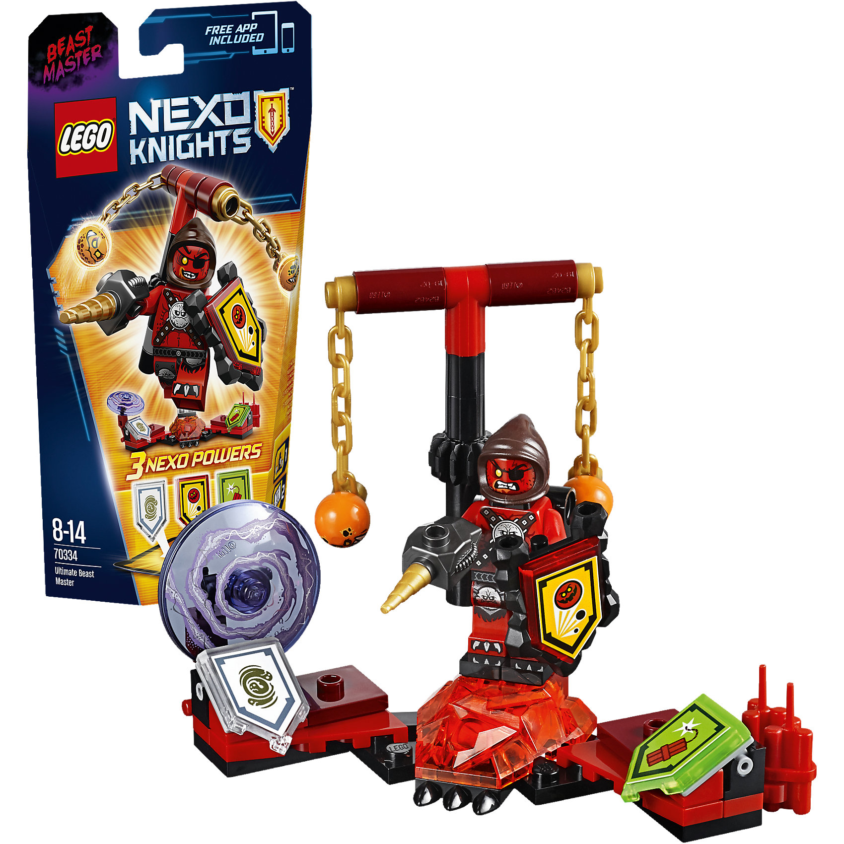 LEGO NEXO KNIGHTS 70334: Предводитель монстров – Абсолютная сила LEGO NEXO KNIGHTS 70334: Предводитель монстров – Абсолютная силаПластмассовые конструкторы<br>У Укротителя Абсолютной силы и так взрывной характер — но на этот раз ему в руки попал динамит.. Закидай противников динамитными шашками или вращай безумных Глоблинов на цепях! Способность высасывать энергию из врагов добавит тебе мощи. <br><br>LEGO Nexo Knights ( ЛЕГО Нексо Найт) - это невероятный мир прогресса и новых технологий, в котором все же нашлось место для настоящих рыцарей, магии и волшебства. Удивительное сочетание футуризма и средневековой романтики увлекает и детей, и взрослых, а множество наборов серии и высокая детализация позволяют создать свой волшебный мир Nexo Knights!<br><br>Дополнительная информация:<br><br>- Конструкторы ЛЕГО развивают усидчивость, внимание, фантазию и мелкую моторику. <br>- 1 минифигурка Укротителя.<br>- Комплектация: 1 минифигурка с бронёй и буром, а также 3 щита для сканирования с НЕКСО Силами, вращающиеся цепи, 2 Глоблина, 2 динамита, энергетический щит и дисплей для хранения. <br>- Количество деталей: 65.<br>- Серия LEGO Nexo Knights (ЛЕГО Нексо Найт).<br>- Материал: пластик.<br>- Высота Укротителя с оружием и подставкой: 9 см.<br>- Размер упаковки: 24х5х14 см.<br>- Вес: 0.095 кг.<br><br>LEGO NEXO KNIGHTS 70334: Предводитель монстров – Абсолютная сила можно купить в нашем магазине.<br><br>Ширина мм: 236<br>Глубина мм: 139<br>Высота мм: 49<br>Вес г: 89<br>Возраст от месяцев: 84<br>Возраст до месяцев: 168<br>Пол: Мужской<br>Возраст: Детский<br>SKU: 4259133