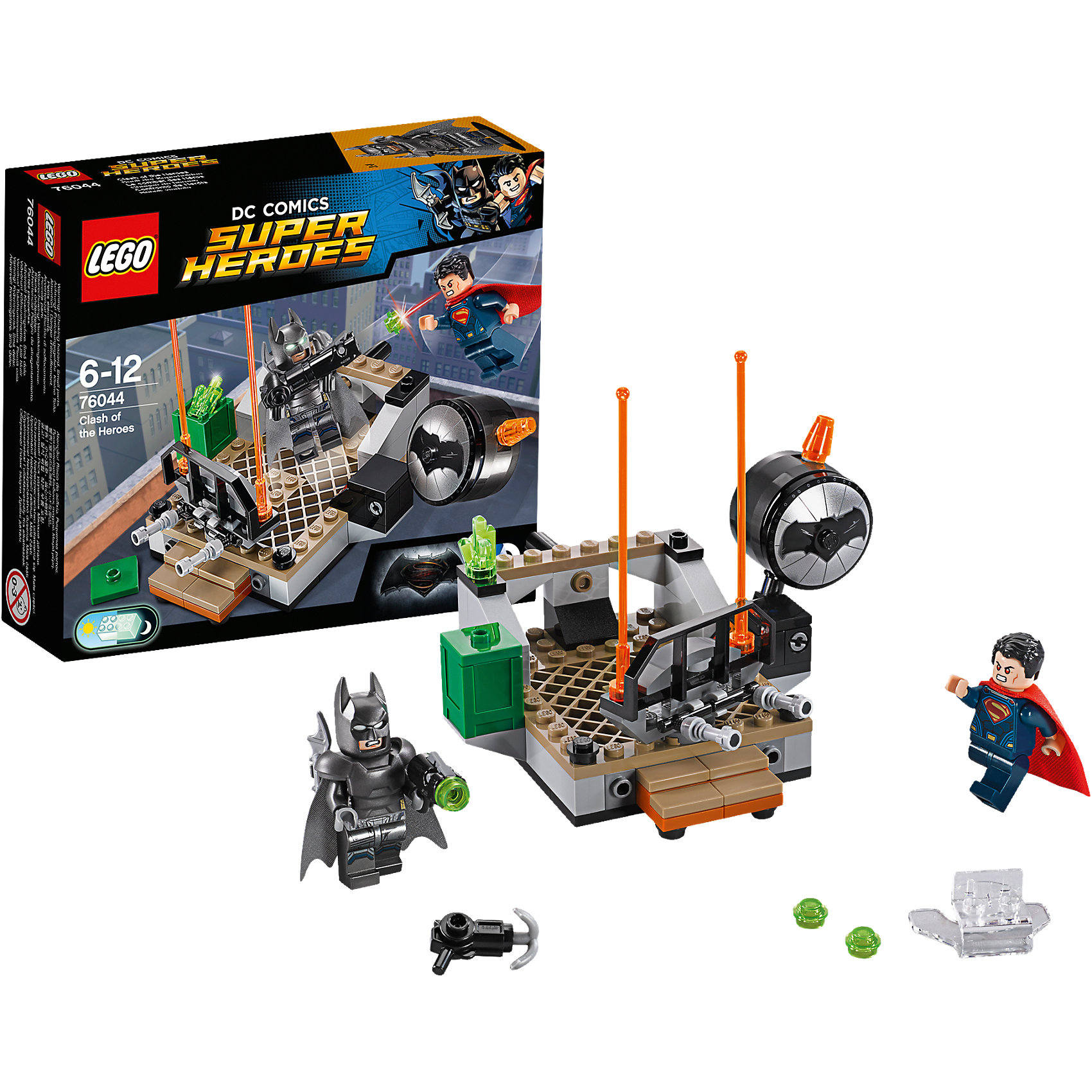 LEGO Super Heroes 76044: Битва супергероев LEGO Super Heroes 76044: Битва супергероевБэтмен<br>У Бэтмена в костюме-броне есть светящиеся в темноте глаза, и он любит пострелять из своей базуки. Круши барьеры с помощью суперджампера Супермена и взрывай Бэтсигнал. Но будь осторожен: Бэтмен в костюме-броне может пуститься с крыши в любой момент! Кто одержит победу в схватке героев? Только тебе решать!<br><br>LEGO Super Heroes (ЛЕГО Супер Герои) - серия конструкторов созданная специально по мотивам всеми известных комиксов. Спасай мир и борись со злом вместе с любимыми супергероями! Наборы серии можно комбинировать между собой, давая безграничные просторы для фантазии и придумывая свои новые истории. <br><br>Дополнительная информация:<br><br>- Конструкторы ЛЕГО развивают усидчивость, внимание, фантазию и мелкую моторику. <br>- 2 минифигурки в комплекте: Бэтмен, Супермен.<br>- В комплекте 2 минифигурки, аксессуары, суперджампер, бэтсигнал. <br>- Количество деталей: 92.<br>- Серия ЛЕГО Супер Герои (LEGO Super Heroes).<br>- Материал: пластик.<br>- Размер упаковки: 16х4,5х14 см.<br>- Вес: 0.14 кг.<br><br>Конструктор LEGO Super Heroes 76044: Битва супергероев можно купить в нашем магазине.<br><br>Ширина мм: 159<br>Глубина мм: 139<br>Высота мм: 48<br>Вес г: 133<br>Возраст от месяцев: 72<br>Возраст до месяцев: 144<br>Пол: Мужской<br>Возраст: Детский<br>SKU: 4259154