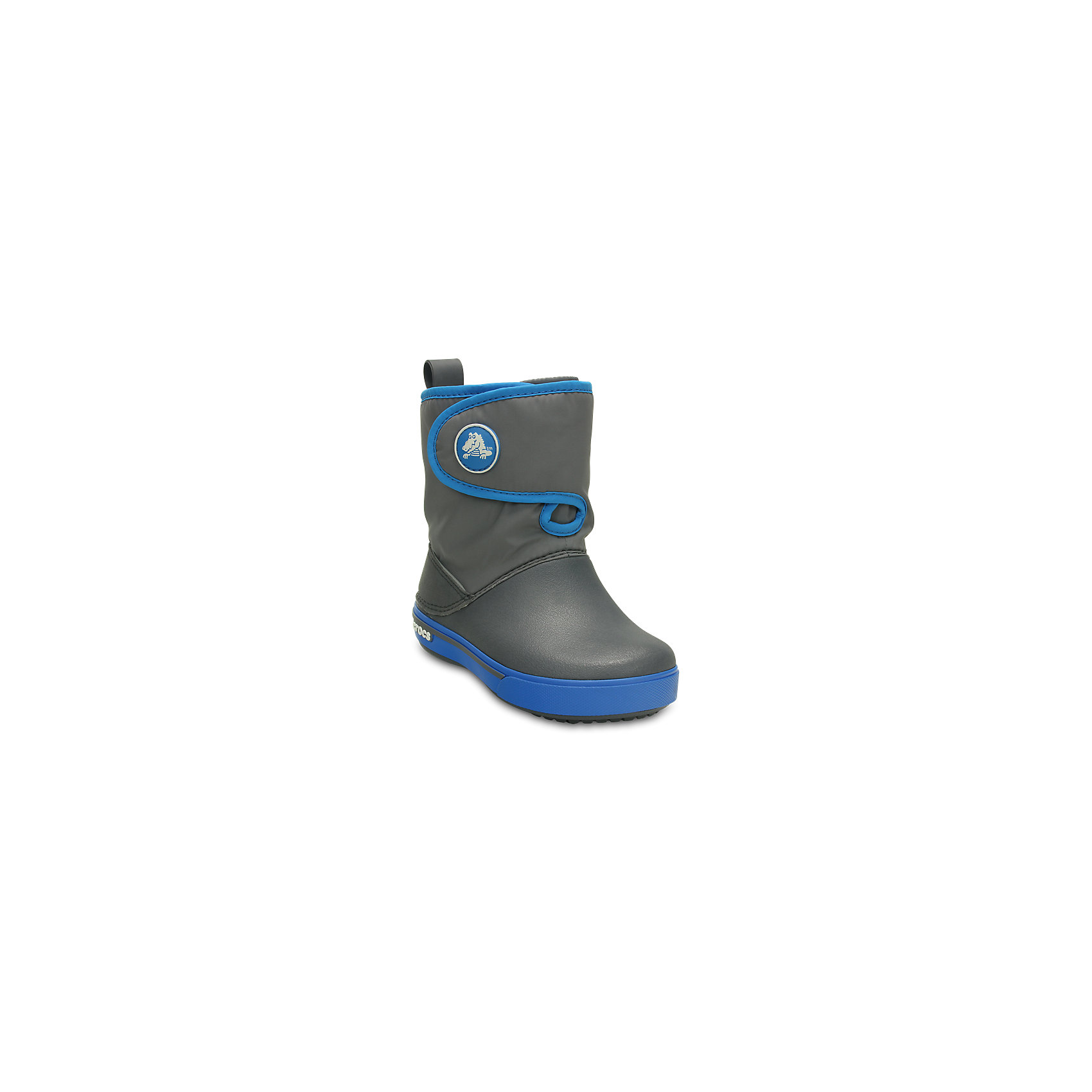 Сапоги Kids Crocband II.5 Gust Boot для мальчика Crocs Сапоги Kids Crocband II.5 Gust Boot для мальчика CrocsСапоги<br>Характеристики товара:<br><br>• цвет: синий<br>• материал: верх - нейлон, низ -100% полимер Croslite™<br>• материал подкладки: текстиль<br>• непромокаемая носочная часть<br>• температурный режим: от -15° до +15° С<br>• легко очищаются<br>• антискользящая подошва<br>• застежка: липучка<br>• толстая устойчивая подошва<br>• страна бренда: США<br>• страна изготовитель: Китай<br><br>Сапоги могут быть и стильными, и теплыми! Для детской обуви крайне важно, чтобы она была удобной. Такие сапоги обеспечивают детям необходимый комфорт, а теплая подкладка создает особый микроклимат. Сапоги легко надеваются и снимаются, отлично сидят на ноге. Материал, из которого они сделаны, не дает размножаться бактериям, поэтому такая обувь препятствует образованию неприятного запаха и появлению болезней стоп. Данная модель особенно понравится детям - ведь в них можно бегать по лужам!<br>Обувь от американского бренда Crocs в данный момент завоевала широкую популярность во всем мире, и это не удивительно - ведь она невероятно удобна. Её носят врачи, спортсмены, звёзды шоу-бизнеса, люди, которым много времени приходится бывать на ногах - они понимают, как важна комфортная обувь. Продукция Crocs - это качественные товары, созданные с применением новейших технологий. Обувь отличается стильным дизайном и продуманной конструкцией. Изделие производится из качественных и проверенных материалов, которые безопасны для детей.<br><br>Сапоги Kids Crocband II.5 Gust Boot от торговой марки Crocs можно купить в нашем интернет-магазине.<br><br>Ширина мм: 262<br>Глубина мм: 176<br>Высота мм: 97<br>Вес г: 427<br>Цвет: серый<br>Возраст от месяцев: 18<br>Возраст до месяцев: 21<br>Пол: Мужской<br>Возраст: Детский<br>Размер: 23,34/35,25,31,27,34,33,24,29,28,26,32,30,31/32,33/34<br>SKU: 4265707