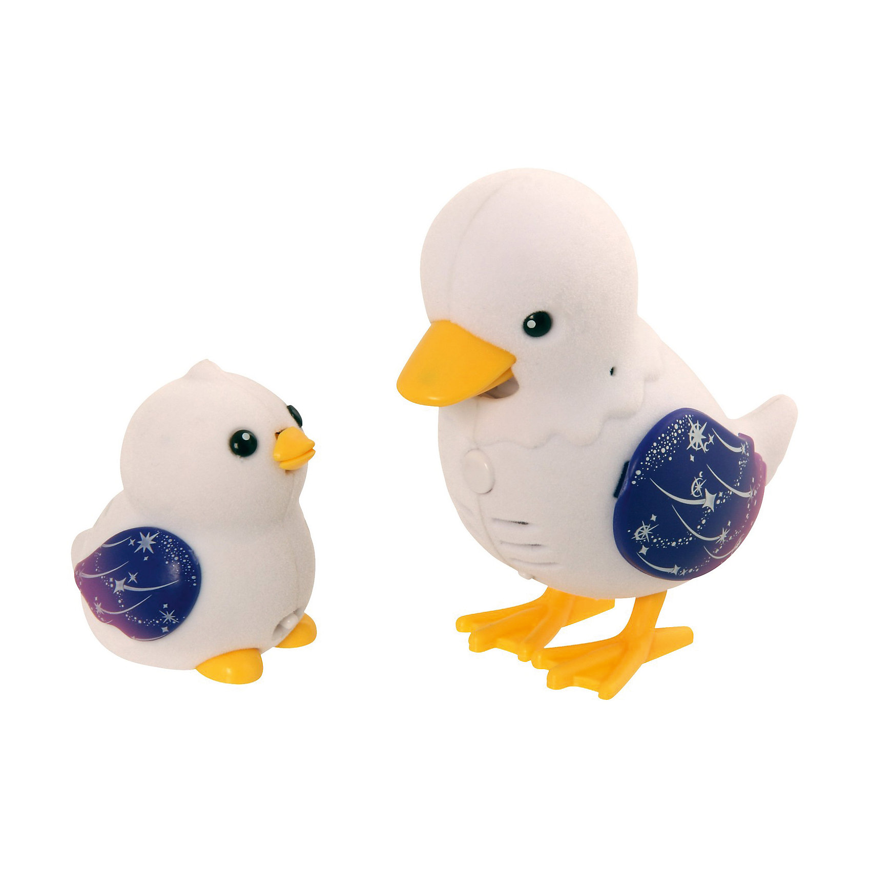 Игрушка Мама утка с утенком Sparkle, Little Live Pets, Moose Игрушка Мама утка с утенком Sparkle, Little Live Pets, MooseИнтерактивные животные<br>Игрушка Мама утка с утенком Sparkle, Little Live Pets, Moose – это интерактивная игрушка, которая вызовет восторг у вашего ребенка.<br>Семья интерактивных уточек станет великолепным подарком для ребенка. Мама-утка и утенок Sparkle имеют одинаковую окраску. На белом тельце птичек выделяются красивые синие крылышки с причудливым звездным узором. Лапки и клюв у уток желтые. Забавные уточки умеют запоминать короткие фразы и слова, а затем исполнять их на свой лад. Кроме того они знают 55 мелодий. Для того, чтобы они их исполнили достаточно погладить уток. Чем больше Вы их гладите, тем больше они поют. И, конечно же, мама утка и утенок могут говорить между собой! Когда уточки поют или произносят слова, у них двигается нижняя часть клювика. Игрушки сделаны из специального ударостойкого пластика, сверху покрыты бархатистым флоком, приятные на ощупь.<br><br>Дополнительная информация:<br><br>- В комплекте: утка, утенок<br>- Цвет: белый, синий, желтый<br>- Игрушка рекомендована для детей в возрасте от 5 лет<br>- Материал: высококачественный прочный пластик, флок<br>- Размер упаковки: 23 х 21,5 х 22,6 см.<br>- Внимание! Для работы Вам потребуются 2 батарейки типа ААА (для мамы утки), а также 3 батарейки таблетки (Button Cell). В набор включены тестовые батарейки. Их рекомендуется заменить на полноценные источники питания<br><br>Игрушку Мама утка с утенком Sparkle, Little Live Pets, Moose можно купить в нашем интернет-магазине.<br><br>Ширина мм: 222<br>Глубина мм: 223<br>Высота мм: 73<br>Вес г: 248<br>Возраст от месяцев: 60<br>Возраст до месяцев: 108<br>Пол: Унисекс<br>Возраст: Детский<br>SKU: 4324841