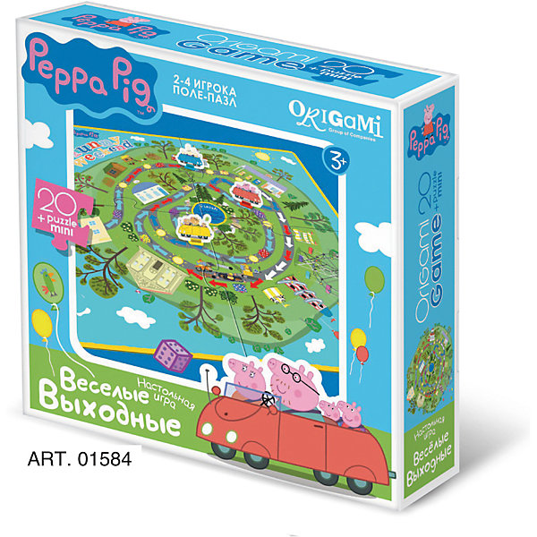 Игра Веселые выходные + Мини пазл, Свинка Пеппа Игра Веселые выходные + Мини пазл, Свинка ПеппаНастольные игры ходилки<br>Игра Веселые выходные + Мини пазл, Свинка Пеппа – это интересная настольная игра, которая увлечет вашего малыша.<br>В настольной игре Веселые выходные вам предстоит передвигать свою фишку от старта к финишу по клеткам игровой дорожки. Направления движения вам подскажут цифры. Особенные клетки на поле и карточки Сюрприз постоянно меняют игровую ситуацию. А если вам повезет взять карточку Солнышко, то путь к финишу станет значительно короче. Игра способствует развитию логического мышления, внимательности и усидчивости.<br><br>Дополнительная информация:<br><br>- В наборе: игровое поле-пазл, фишки, мини-пазл 20 элементов<br>- Количество игроков: от 2 до 4<br>- Материал: картон<br>- Размер коробки: 30x21х4 см.<br><br>Игру Веселые выходные + Мини пазл, Свинка Пеппа можно купить в нашем интернет-магазине.<br><br>Ширина мм: 300<br>Глубина мм: 210<br>Высота мм: 40<br>Вес г: 50<br>Возраст от месяцев: 36<br>Возраст до месяцев: 96<br>Пол: Унисекс<br>Возраст: Детский<br>SKU: 4335023