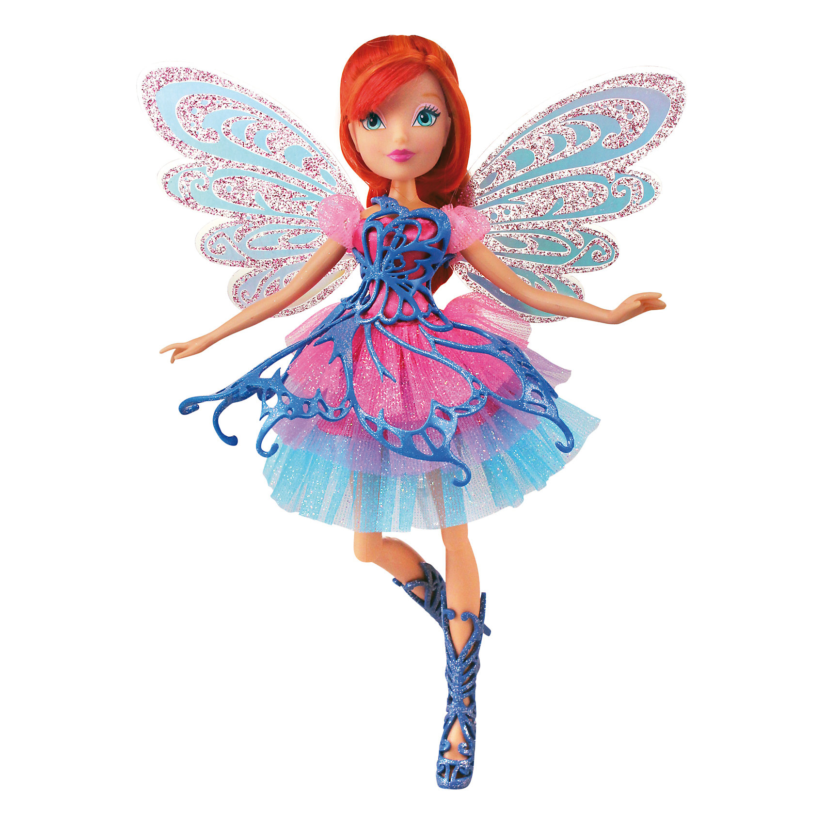 Кукла Winx Club Баттерфликс Блум Кукла Winx Club Баттерфликс БлумWinx Club<br>Очаровательные куколки выглядят в точности так же, как и героини мультсериала «Winx Club» (Винкс Клуб). Волшебница Блум одета в красивое платье, состоящее из приталенного розового лифа и пышной юбки. На ногах куколки - голубые плетеные сапожки. Оригинальный аксессуар - съемная плетеная накладка на платье, делает образ феи еще более невесомым и воздушным. Длинные рыжие волосы куклы очень приятно расчесывать, создавая великолепные прически. Позвольте вашей девочке почувствовать себя настоящей феей вместе с любимыми героинями. Собери все куколок, проигрывай запомнившиеся моменты из мультсериала или придумывай свои новые истории! <br><br>Дополнительная информация:<br><br>- Комплектация: кукла, расческа, съемные крылья, одежда, обувь.<br>- Материал: пластик, текстиль. <br>- Высота куклы: 28 см.<br>- Голова, руки, ноги подвижные. <br><br>Куклу Winx Club Баттерфликс, Блум, можно купить в нашем магазине.<br><br>Ширина мм: 290<br>Глубина мм: 60<br>Высота мм: 345<br>Вес г: 420<br>Возраст от месяцев: 36<br>Возраст до месяцев: 84<br>Пол: Женский<br>Возраст: Детский<br>SKU: 4345041
