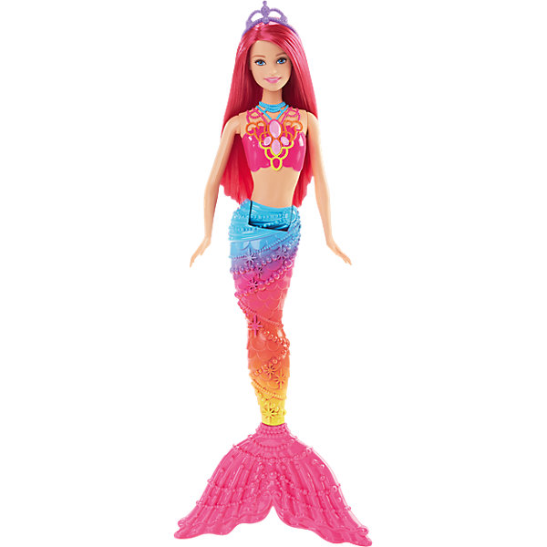 Кукла Rainbow Радужная русалочка, Barbie Кукла Rainbow Радужная русалочка, BarbieBarbie Игрушки<br>Кукла Rainbow из серии Радужная русалочка похожа на настоящую русалку, вышедшую из моря. Длинные яркие волосы можно уложить в красивую прическу, украшенную диадемой. Кукла одета в розовый топ, хвостик радужной расцветки. Руки и хвостик подвижные, что поможет принять русалке нужную позу для сюжетно-ролевых игр. Девочка с удовольствием поиграет с подружками с этой куклой!<br><br>Дополнительная информация:<br>Материал: пластик<br>Высота куклы: 34,5 см<br>Вес: 215 грамм<br>Куклу Rainbow, Barbie можно купить в нашем интернет-магазине.<br><br>Ширина мм: 323<br>Глубина мм: 114<br>Высота мм: 45<br>Вес г: 203<br>Возраст от месяцев: 36<br>Возраст до месяцев: 72<br>Пол: Женский<br>Возраст: Детский<br>SKU: 4349930