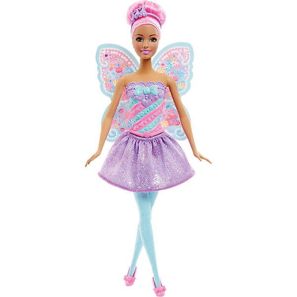 Конфетная кукла-фея Sweet, Barbie Конфетная кукла-фея Sweet, BarbieПопулярные игрушки<br>Очаровательная конфетная кукла-фея Sweet станет прекрасным подарком для девочки. Кукла одета в красивое платье с нежной расцветкой и подолом с блестками, волосы уложены в прическу с ободком. Все конечности подвижны, что позволит посадить куклу в подходящую для игры позу. Милые крылышки феи помогут девочке окунуться в мир волшебства вместе с Barbie.<br><br>Дополнительная информация:<br>Материал: пластик<br>Вес: 175 грамм<br>Конфетную куклу-фею Sweet можно приобрести в нашем интернет-магазине.<br><br>Ширина мм: 325<br>Глубина мм: 126<br>Высота мм: 46<br>Вес г: 177<br>Возраст от месяцев: 36<br>Возраст до месяцев: 72<br>Пол: Женский<br>Возраст: Детский<br>SKU: 4349936