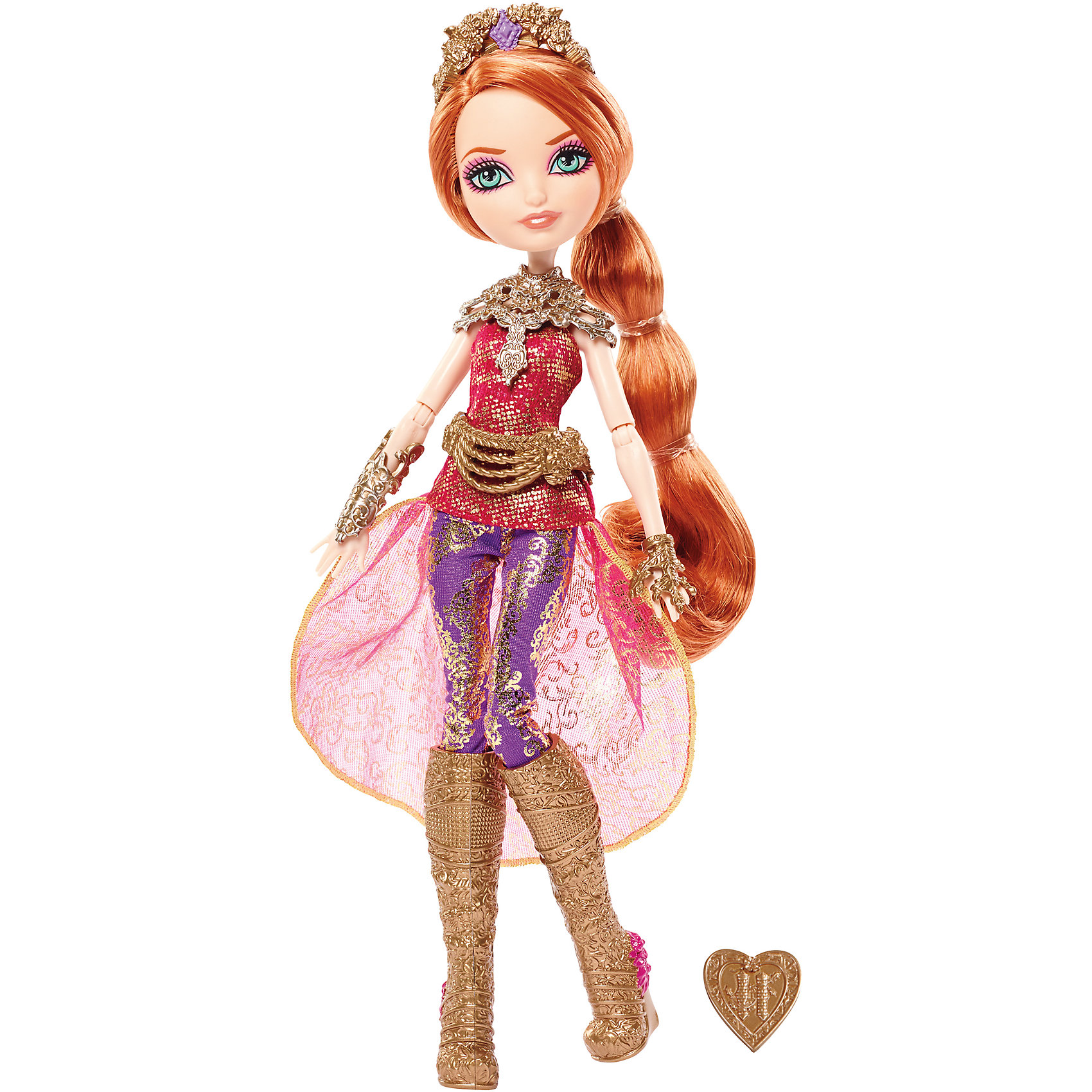 Кукла Холли О’Хара Игра Драконов, Ever After High Кукла Холли О’Хара Игра Драконов, Ever After HighКукла Холли О’Хара Игра Драконов, Ever After High, несомненно вызовет большой интерес у всех поклонниц кукольных серий Ever After High и Monster High. По сюжету, в необычной школе Ever After High (Долго и счастливо) учатся дети известных сказочных персонажей, перед всеми из них стоит выбор - продолжить ли жизнь своих родителей или заниматься делом, которое им по душе. Таким образом, дети делятся на два лагеря Royal (наследники), которых устраивает привычная жизнь их родителей и Rebel (отступники), которые выбирают в жизни свой собственный путь. Холли О’Хара (Holly OHair) старшая дочь Рапунцель, она готовится повторить судьбу своей матери и стать следующей рапунцель.<br><br>В новой линейке кукол Игра Драконов Холли и ее очаровательных подружек ждут новые приключения. В школу возвращаются драконы а вместе с ними и знаменитые Драконьи игры, самый волшебный вид спорта! Все ученицы стремятся принять участие в гонке на драконах и подготовили для такого грандиозного события наряды, напоминающие рыцарские доспехи. Холли одела короткое красное платье со шлейфом, сиреневые брюки с позолоченным орнаментом и высокие позолоченные сапоги. Наряд дополняют элементы доспехов - нарукавники, широкий металлический пояс и металлический воротник. Роскошные волосы Холли уложены в длинную косу, на голове изысканная диадема. Туловище куклы на шарнирах, ноги и руки сгибаются и разгибаются, благодаря чему она может принимать различные положения. В комплект также входит щит куклы с инициалами, который ее хозяйка может использовать как кольцо.<br><br>Дополнительная информация:<br><br>- Материал: пластик, текстиль.<br>- Высота куклы: 27 см. <br>- Размер упаковки: 32,5 x 23 x 7 см. <br>- Вес: 0,37 кг. <br><br>Куклу Холли О’Хара Игра Драконов, Ever After High, можно купить в нашем интернет-магазине.<br><br>Ширина мм: 328<br>Глубина мм: 203<br>Высота мм: 66<br>Вес г: 278<br>Возраст от месяцев: 72<br>Возраст до месяцев: 120<br>Пол: Женский<br>Возраст: Детский<br>SKU: 4349969