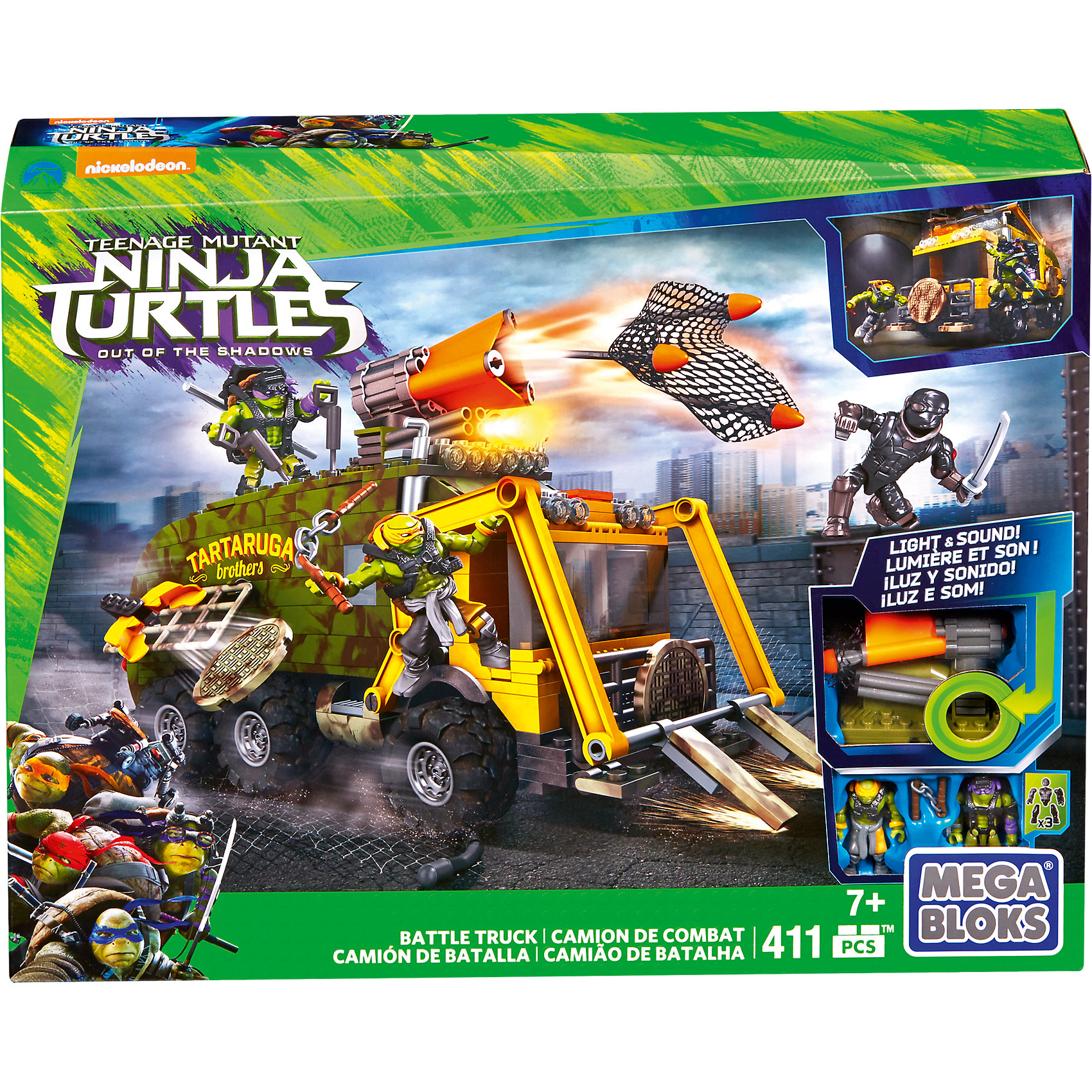 Автобус Черепашек Ниндзя, MEGA BLOKS Автобус Черепашек Ниндзя, MEGA BLOKSПластмассовые конструкторы<br>Автобус Черепашек Ниндзя Mega Blocks - конструктор, с помощью которого ребенок сможет создать настоящий боевой грузовик. Именно на нем храбрые герои отправятся бороться со злом. Все герои двигаются и могут держать в руках оружие. Действующая ракетница непременно впечатлит мальчика и он с радостью поможет черепашкам в нелегкой борьбе!<br><br>Дополнительная информация:<br>Материал: пластик<br>В наборе: 411 деталей<br>Размер упаковки: 45,5х65х35,5 см<br>Вес: 910 грамм<br>Батарейки: AG13 (LR44) - 3 штуки(в комплект не входят)<br><br>Автобус Черепашек Ниндзя Mega Blocks вы можете купить в нашем интернет-магазине.<br><br>Ширина мм: 461<br>Глубина мм: 357<br>Высота мм: 63<br>Вес г: 945<br>Возраст от месяцев: 60<br>Возраст до месяцев: 120<br>Пол: Мужской<br>Возраст: Детский<br>SKU: 4356151