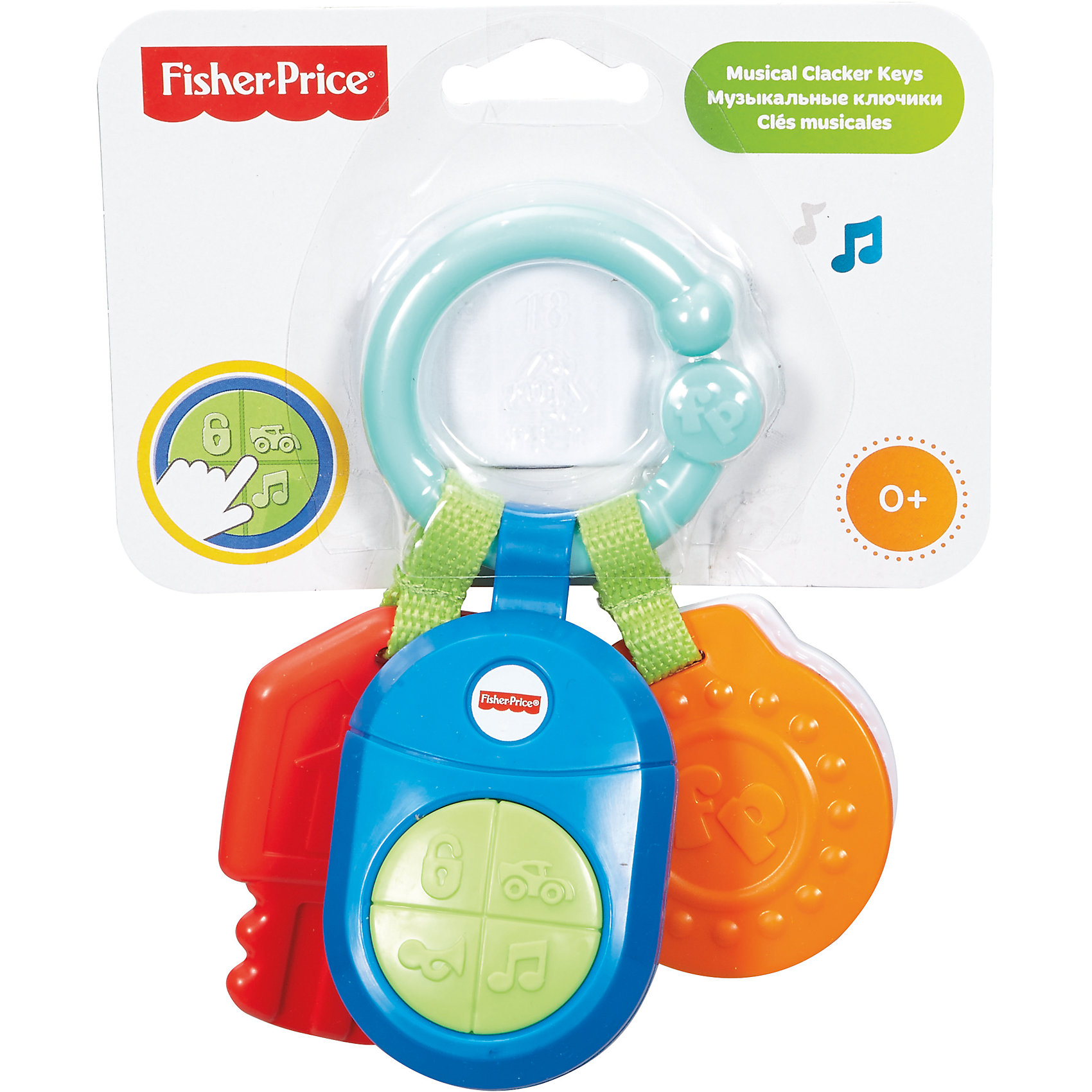 Прорезыватель - ключики, Fisher-Price Прорезыватель - ключики, Fisher-PriceТелефоны<br>Прорезыватель - ключики от Fisher-Price (Фишер-Прайс) может малышам научиться различать цвета. На колечке - три прорезывателя, по форме напоминающие ключи (автомобильные и для дверей). Такие предметы привлекают внимание малышей и занимают их. <br>Прорезыватель - ключики от Fisher-Price (Фишер-Прайс) поможет ребенку тренировать мелкую моторику благодаря рельефной поверхности. Предметы сделаны из высококачественных, легких и безопасных для малышей материалов. <br><br>Особенности товара:<br><br>комплектация: ключики и кольцо;<br>размер упаковки: 16х16х7 см;<br>вес: 0.25 кг;<br>материал: пластик.<br><br>Телефон музыкальный от бренда Fisher-Price (Фишер-Прайс) можно купить в нашем магазине.<br><br>Ширина мм: 173<br>Глубина мм: 142<br>Высота мм: 40<br>Вес г: 139<br>Возраст от месяцев: 0<br>Возраст до месяцев: 12<br>Пол: Унисекс<br>Возраст: Детский<br>SKU: 4375586