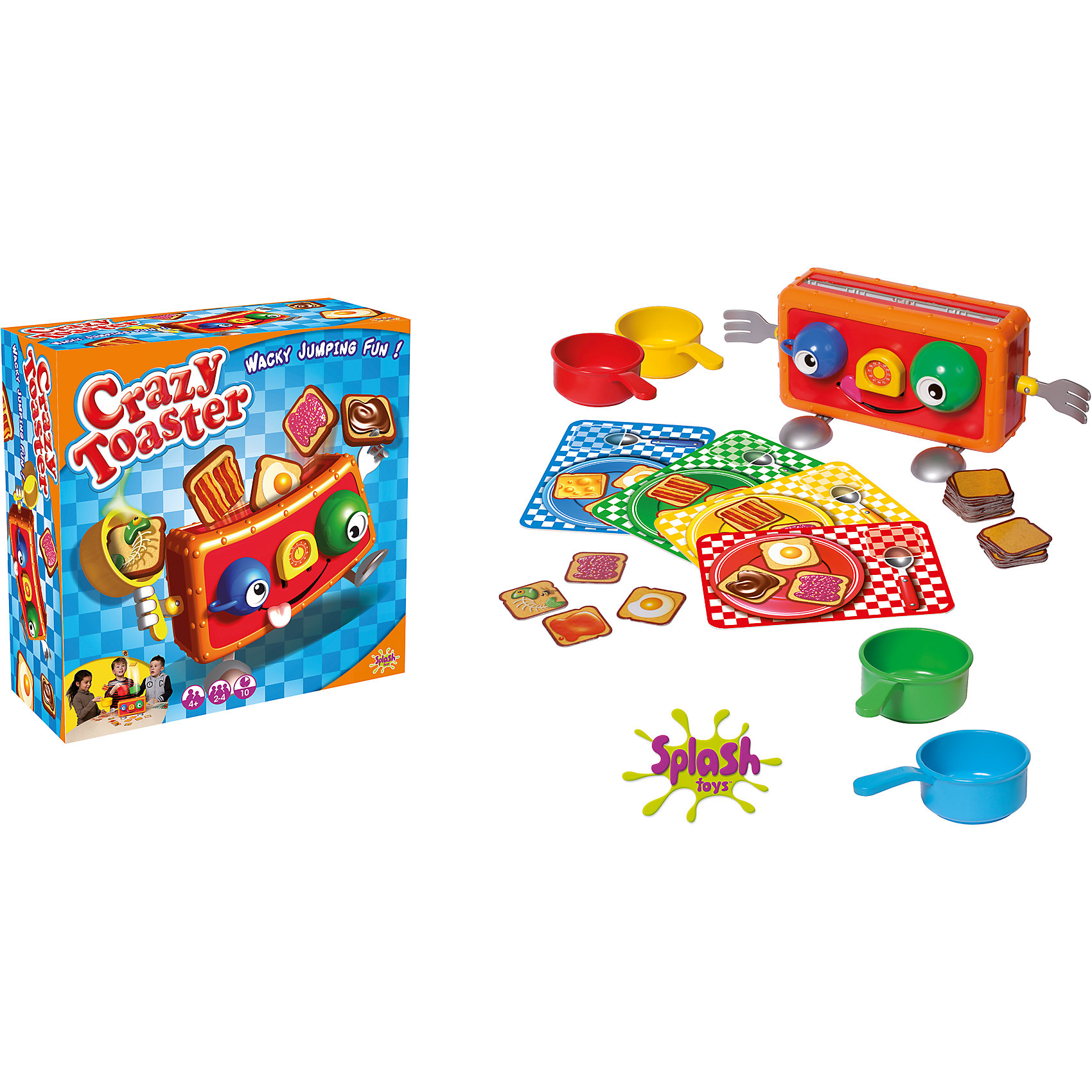Игра Веселый тостер, Splash Toys Игра Веселый тостер, Splash ToysИгры для развлечений<br>Хочешь полакомиться ароматными тостами?? Тогда попробуй поймать их! Суть игры состоит в том, чтобы ловить пластиковые тосты с помощью кастрюльки. Хитрые тосты выскакивают, когда им вздумается, не зевай и будь начеку. Все детали набора выполнены из высококачественных материалов, безопасны для детей. Веселая игра надолго увлечет ребенка и поможет развить ему внимание и скорость реакции.<br><br>Дополнительная информация:<br><br>- Материал: пластик.<br>- Размер: 27х12х27 см.<br>- Комплектация: - 1 тостер, состоит из: 1 корпус, 2 ложки-ножки, 2 вилки-ручки, 2 чашки-глазка, 1 лист со стикерами, 40 ломтиков хлеба: 6 с шоколадом, 6 с мёдом, 6 с сыром, 6 с вареньем, 6 с яйцом, 6 с беконом, 4 с испорченной рыбой, 4 столовых комплекта 4-х цветов, 4 кастрюльки, чтобы ловить тосты.<br><br>Игру Веселый тостер, Splash Toys, можно купить в нашем магазине.<br><br>Ширина мм: 270<br>Глубина мм: 120<br>Высота мм: 265<br>Вес г: 950<br>Возраст от месяцев: 36<br>Возраст до месяцев: 168<br>Пол: Унисекс<br>Возраст: Детский<br>SKU: 4377571