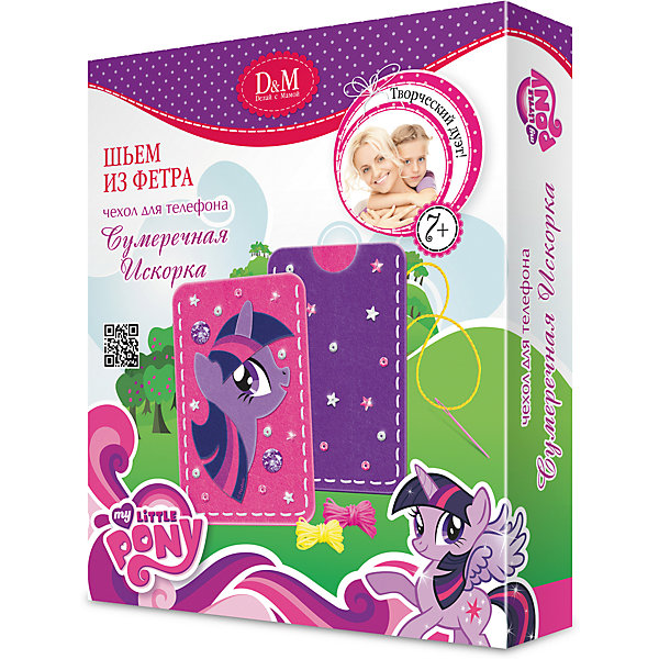 Набор Шьем чехол для телефона Сумеречная Искорка, My Little Pony Набор Шьем чехол для телефона Сумеречная Искорка, My Little PonyШитьё<br>Набор Шьем чехол для телефона Сумеречная Искорка, My Little Pony – это увлекательный набор для творчества.<br>Набор Шьем чехол для телефона Сумеречная Искорка, My Little Pony поможет маленьким рукодельницам познакомиться с основами шитья и своими руками сделать чехол для мобильного телефона. Соединить фетровые детали легко, так как они специально перфорированы так, чтобы их было легко сшивать безопасной пластиковой иголкой. Детали для декора чехла включают симпатичную аппликацию с изображением Сумеречной Искорки, стразы и пайетки.<br><br>Дополнительная информация:<br><br>- В наборе: фетровые детали, нитки, стразы, пайетки, безопасная игла, подробная инструкция<br>- Материал: текстильные материалы (в т.ч. фетровые детали), пластмасса<br>- Размер упаковки: 180x150x30 мм.<br><br>Набор Шьем чехол для телефона Сумеречная Искорка, My Little Pony можно купить в нашем интернет-магазине.<br><br>Ширина мм: 180<br>Глубина мм: 150<br>Высота мм: 30<br>Вес г: 824<br>Возраст от месяцев: 60<br>Возраст до месяцев: 2147483647<br>Пол: Женский<br>Возраст: Детский<br>SKU: 4418943