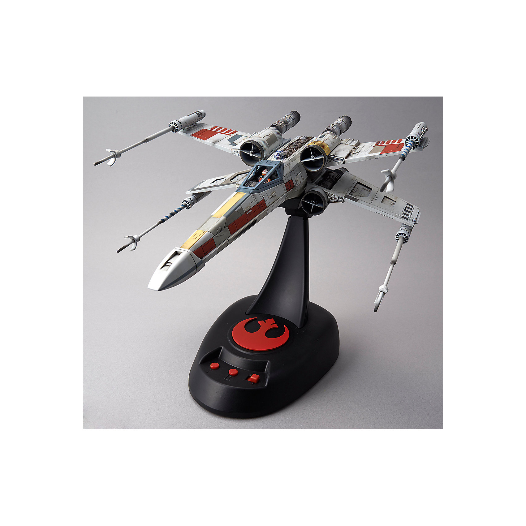 Сборная модель Истребитель X-Wing Fighter 1/48, со светом и звуком, Звездные Войны Сборная модель Истребитель X-Wing Fighter 1/48, со светом и звуком, Звездные ВойныСборные модели транспорта<br>Этот набор приведет в восторг все поклонников легендарной саги Star Wars. В комплект, кроме деталей для сборки большой масштабной модели легендарного Истребителя Люка Скайуокера X-Wing, входит специальный электронный блок и подставка с кнопками управления. Звездолёт оснащён подсветкой приборной панели кабины пилота, световой и звуковой системой имитации работы ракетных двигателей и вооружения, основой световых эффектов являются светодиоды (LED), система работает от стандартных батареек. Модель благодаря крупному масштабу и высокой деталировке вызывает массу положительных эмоций как у детей, так и у взрослых. Вся продукция фирмы Bandai лицензирована фирмами правообладателями, что гарантирует её высокое качество и безопасность для детского здоровья.<br>Конструирование - интереснейший процесс, позволяющий развить у ребенка мелкую моторику, логическое мышление, внимание, умение работать по инструкции.<br><br>Дополнительная информация:<br><br>- Масштаб: 1:48 см.<br>- Материал: пластик.<br>- Размер упаковки: 34х31 см.<br>- Размер истребителя: 26 см.<br>- Световые и звуковые эффекты.<br>- Элемент питания: 3 АА батарейки (не входят в комплект).<br>- Комплектация: сборная модель, электрифицированная подставка, блок светодиодов, электроприводные крылья, пакеты с литниками – 4 шт, деколи, наклейки, инструкция.<br>- Управление кораблем Star Wars Bandai с помощью джойстика.<br><br>Сборную модель Истребитель X-Wing Fighter 1/48, со светом и звуком, Звездные Войны (Star Wars), можно купить в нашем магазине.<br><br>Ширина мм: 340<br>Глубина мм: 310<br>Высота мм: 125<br>Вес г: 1303<br>Возраст от месяцев: 72<br>Возраст до месяцев: 192<br>Пол: Мужской<br>Возраст: Детский<br>SKU: 4422661