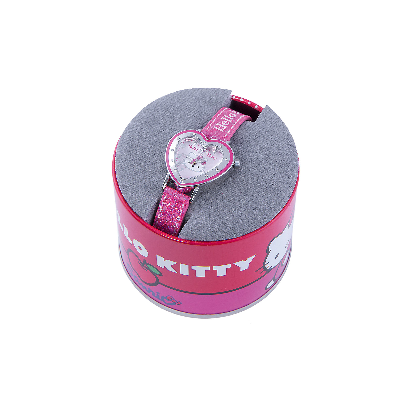 Часы наручные аналоговые, Hello Kitty Часы наручные аналоговые, Hello KittyHello Kitty<br>Эксклюзивные наручные аналоговые часы торговой марки Hello Kitty выполнены по индивидуальному дизайну ООО «Детское Время» и лицензии компании Sanrio. Обилие деталей - декоративных элементов (страз, мерцающих ремешков), надписей, уникальных изображений - делают изделие тщательно продуманным творением мастеров. Часы имеют высококачественный японский кварцевый механизм и отличаются надежностью и точностью хода. Часы водоустойчивы и обладают достаточной герметичностью, чтобы спокойно перенести случайный и незначительный контакт с жидкостями (дождь, брызги), но они не предназначены для плавания или погружения в воду. Циферблат защищен от повреждений прочным минеральным стеклом. Корпус часов выполнен из стали, задняя крышка из нержавеющей стали. Материал браслета: искусственная кожа. Единица товара упаковывается в стильную подарочную коробочку. Неповторимый стиль с изобилием насыщенных и в тоже время нежных гамм; надежность и прочность изделия позволяют говорить о нем только в превосходной степени!<br><br>Ширина мм: 170<br>Глубина мм: 157<br>Высота мм: 67<br>Вес г: 117<br>Возраст от месяцев: 36<br>Возраст до месяцев: 2147483647<br>Пол: Женский<br>Возраст: Детский<br>SKU: 4424068