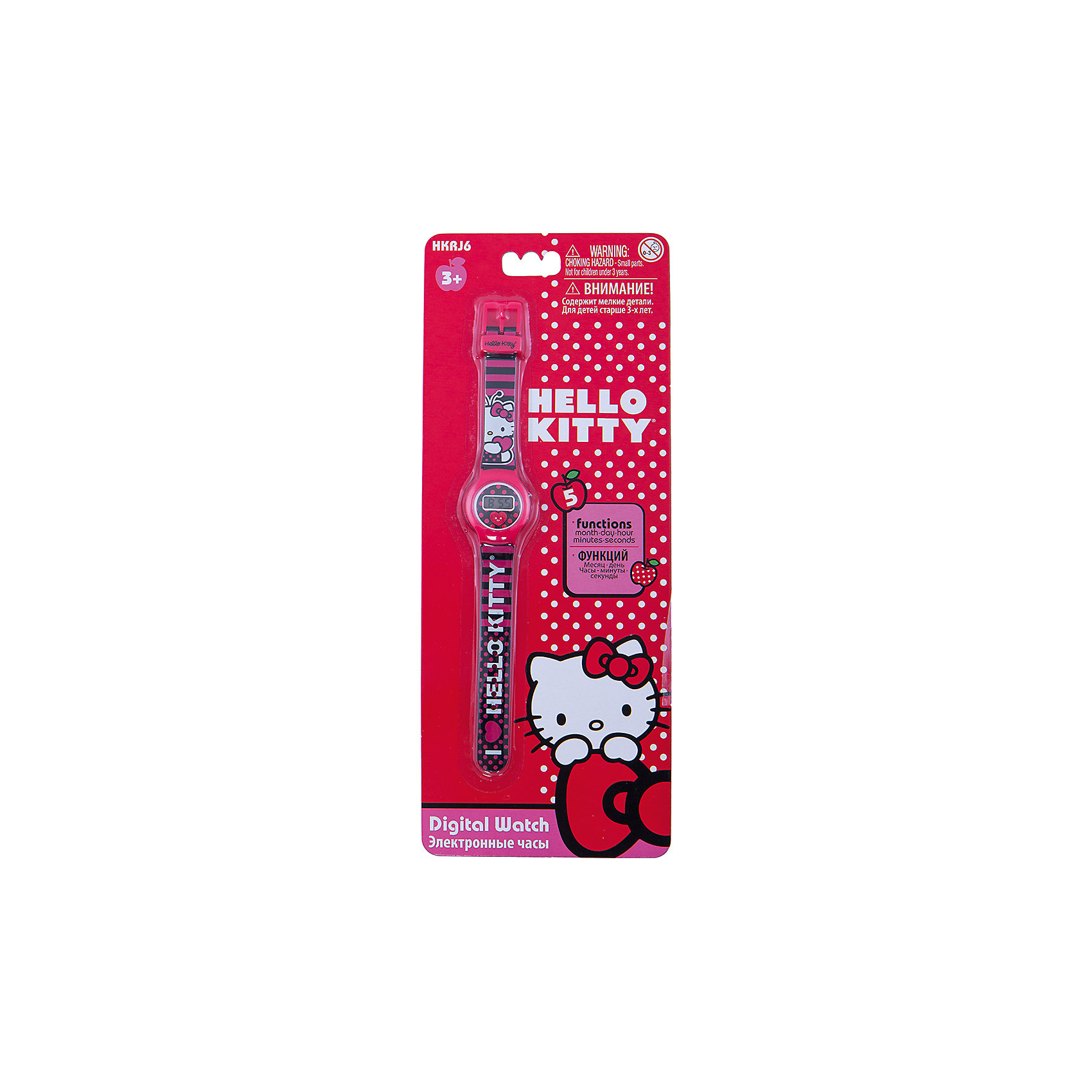 Часы наручные Hello Kitty Часы наручные Hello KittyНОВИНКА 2014 года!!! Модные наручные электронные часы - не просто подарок, но и гарантия хорошего настроения, ведь это красивая вещь из качественного, безопасного для здоровья материала. Циферблат часов защищен от повреждений прочным пластиковым стеклом. Электронные часы имеют 5 функций: месяц – день, часы – минуты – секунды. Товар изготовлен полностью из высококачественной пластмассы с питанием от химических источников тока, 1 сменный элемент включен в комплект (LR41 (AG3) 1.5 V). Рекомендуемый возраст: от 3 лет.Размер изделия (без упаковки): 3х0,5х21 см (ДШВ)<br><br>Ширина мм: 170<br>Глубина мм: 157<br>Высота мм: 67<br>Вес г: 117<br>Возраст от месяцев: 36<br>Возраст до месяцев: 2147483647<br>Пол: Женский<br>Возраст: Детский<br>SKU: 4424075