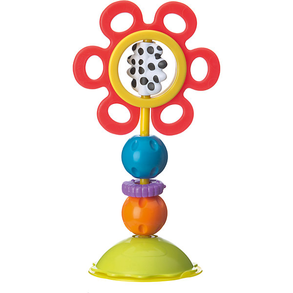Игрушка-погремушка, Playgro Игрушка-погремушка, PlaygroИгрушки для новорожденных<br>Игрушка легко и надежно крепится к ровной гладкой поверхности. Красный цветок вращается при малейшем прикосновении, изготовлен из мягкого пластика, в период прорезывания зубов малыши с радостью будут грызть его лепестки. Сердцевина выполнена из контрастных черно-белых цветов, представляет собой отдельный элемент, который тоже можно вращать. Разноцветные шарики можно вращать, при этом они издают веселые щелкающие звуки. Фиолетовое кольцо с рифленой поверхностью легко крутится вокруг основания. Игрушка способствует развитию тактильных ощущений, визуального и слухового восприятия, моторики, когнитивных навыков.<br><br>Ширина мм: 160<br>Глубина мм: 100<br>Высота мм: 265<br>Вес г: 198<br>Возраст от месяцев: 0<br>Возраст до месяцев: 12<br>Пол: Унисекс<br>Возраст: Детский<br>SKU: 4440497