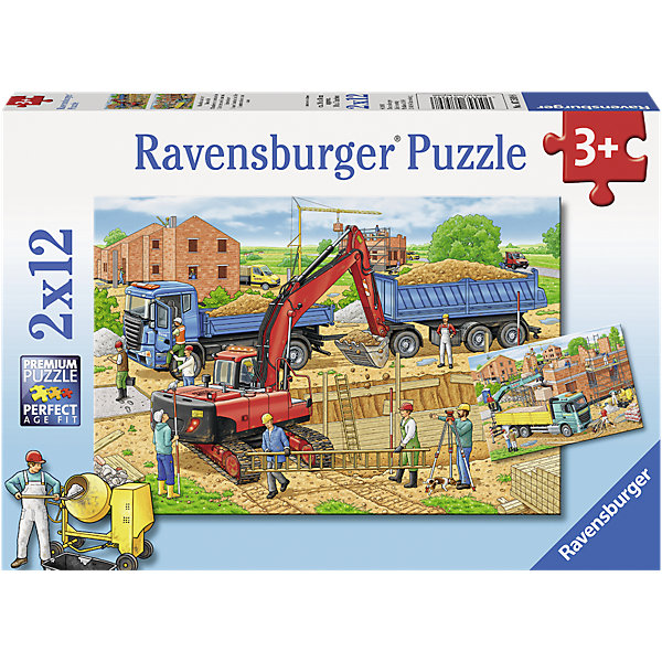 RavensburgerПазл Стройка дома, 2х12 деталей RavensburgerПазл Стройка дома, 2х12 деталейПазлы для малышей<br>Пазл Стройка дома, 2х12 деталей, Ravensburger (Равенсбургер).<br><br>Характеристика:<br><br>• Материал: картон.<br>• Размер упаковки: 19х28х4 см. <br>• Размер готовой картинки: 19х26 см. <br>• Количество деталей: 24 (2 пазла по 12 деталей).<br><br>В этом наборе целых два пазла, собрав которые ты узнаешь, чем рабочие на стройке. Яркая красочная картинка станет отличным украшением детской или же замечательным подарком, сделанным своими руками. Собирание пазлов - увлекательное и полезное занятие, развивающее моторику рук, внимание, усидчивость и образное мышление. <br><br>Пазл Стройка дома, 2х12 деталей, Ravensburger (Равенсбургер) можно купить в нашем интернет-магазине.<br><br>Ширина мм: 279<br>Глубина мм: 189<br>Высота мм: 39<br>Вес г: 278<br>Возраст от месяцев: 36<br>Возраст до месяцев: 60<br>Пол: Мужской<br>Возраст: Детский<br>Количество деталей: 12<br>SKU: 4441678