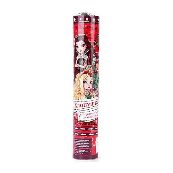 Хлопушка Ever After High 30 см Хлопушка Ever After High 30 смДетские хлопушки и бумфетти<br>Дети обожают праздники, а какое же веселье без оригинальных и ярких аксессуаров? Хлопушка, оформленная изображениями героинь мультфильма Школа Долго и Счастливо, приведет в восторг всех девчонок и сделает праздник запоминающимся и громким! <br><br>Дополнительная информация:<br><br>- Материал: картон.<br>- Размер: 30 см.<br>- Выстрел: 5-8 метров. <br>- Пневматическая. <br><br>Хлопушку Ever After High (Эвер Афтер Хай) 30 см., можно купить в нашем магазине.<br><br>Ширина мм: 300<br>Глубина мм: 50<br>Высота мм: 50<br>Вес г: 190<br>Возраст от месяцев: 36<br>Возраст до месяцев: 144<br>Пол: Женский<br>Возраст: Детский<br>SKU: 4444373