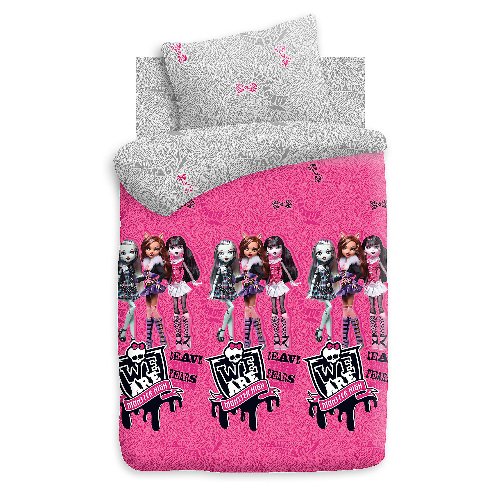 Комплект Куклы 1,5-спальный, Monster High Комплект Куклы 1,5-спальный, Monster HighКомплект постельного белья Куклы, Monster High, станет приятным сюрпризом для всех юных поклонниц популярного мультсериала Школа монстров. Комплект рассчитан на подростков 8-12 лет, выполнен в приятных розовых и серых тонах и украшен оригинальным принтом с<br>изображениями популярных кукол Monster High. Материал комплекта - поплин - очень прочный, хорошо сохраняет форму и цвет и имеет приятную мягкую поверхность. Ткань отвечает всем экологическим нормам безопасности, хорошо удерживает тепло, превосходно впитывает влагу и позволяет телу дышать.<br><br>Дополнительная информация:<br><br>- В комплекте: 1 наволочка, 1 пододеяльник и 1 простыня.<br>- Размер комплекта: полутораспальный.<br>- Тип ткани: поплин (100% хлопок).<br>- Плотность ткани: 115 г/м.<br>- Размер пододеяльника: 215 х 143 см.<br>- Размер наволочки: 70 х 70 см.<br>- Размер простыни: 214 х 150 см.<br>- Размер упаковки: 36 х 6 х 25 см.<br>- Вес: 1,235 кг. <br><br>Комплект Куклы, 1,5 спальный, Monster High, можно приобрести в нашем интернет-магазине.<br><br>Ширина мм: 200<br>Глубина мм: 60<br>Высота мм: 280<br>Вес г: 800<br>Возраст от месяцев: 36<br>Возраст до месяцев: 168<br>Пол: Женский<br>Возраст: Детский<br>SKU: 4463252