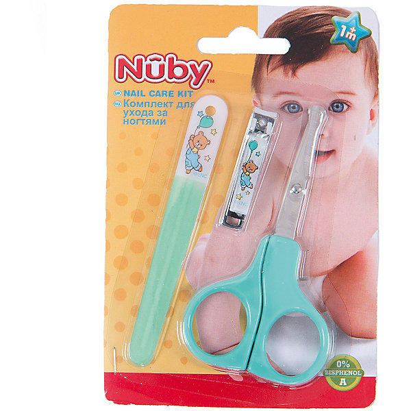 Маникюрный набор для малыша, Nuby, зеленый Маникюрный набор для малыша, Nuby, зеленыйУход за ребенком<br>Ногти ребенку нужно стричь обязательно - на руках и на ногах; ими кроха может легко оцарапать себя. Стричь ногти следует не слишком коротко. Используйте щипчики или ножницы с закругленными концами. Щипчиками стричь легче - целиком захватив ноготок, вы быстро откусите лишнее. Мягкая пилочка поможет загладить неровности.<br><br>В маникюрный набор для малыша входят маленькие щипчики, подходящие для мягких ногтей малыша, пилочка из мягкой пластмассы и маникюрные ножницы с закругленными кончиками. <br>Набор был с большой тщательностью разработан с учетом анатомического строения малышей и удобства взрослых.<br><br>В набор входят: ножницы, щипчики, пилочка.<br><br>Маникюрный набор для малыша, Nuby можно купить в нашем интернет-магазине.<br><br>Ширина мм: 145<br>Глубина мм: 96<br>Высота мм: 8<br>Вес г: 48<br>Возраст от месяцев: 0<br>Возраст до месяцев: 36<br>Пол: Унисекс<br>Возраст: Детский<br>SKU: 4464204