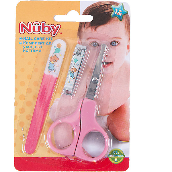 Маникюрный набор для малыша, Nuby, розовый Маникюрный набор для малыша, Nuby, розовыйУход за ребенком<br>Ногти ребенку нужно стричь обязательно - на руках и на ногах; ими кроха может легко оцарапать себя. Стричь ногти следует не слишком коротко. Используйте щипчики или ножницы с закругленными концами. Щипчиками стричь легче - целиком захватив ноготок, вы быстро откусите лишнее. Мягкая пилочка поможет загладить неровности.<br><br>В маникюрный набор для малыша входят маленькие щипчики, подходящие для мягких ногтей малыша, пилочка из мягкой пластмассы и маникюрные ножницы с закругленными кончиками. <br>Набор был с большой тщательностью разработан с учетом анатомического строения малышей и удобства взрослых.<br><br>В набор входят: ножницы, щипчики, пилочка.<br><br>Маникюрный набор для малыша, Nuby можно купить в нашем интернет-магазине.<br><br>Ширина мм: 145<br>Глубина мм: 96<br>Высота мм: 8<br>Вес г: 48<br>Возраст от месяцев: 0<br>Возраст до месяцев: 36<br>Пол: Женский<br>Возраст: Детский<br>SKU: 4464205