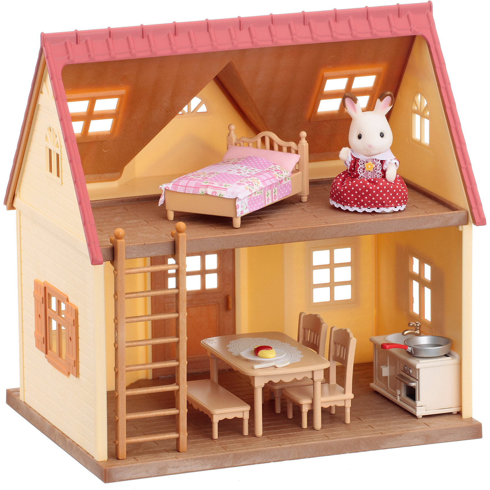 Набор Дом Марии, Sylvanian Families Набор Дом Марии, Sylvanian FamiliesНабор Дом Марии, Sylvanian Families (Сильваниан Фэмилис) - замечательный игровой набор, который надолго увлечет Вашего ребенка. Уютный двухэтажный домик, в котором живет симпатичная крольчиха, идеально подходит для разнообразных сюжетно-ролевых игр, которые так любят девочки. На первом этаже домика можно расположить кухню и обеденный зал. Просторное помещение хорошо освещается благодаря окошкам, входная дверь открывается. Приставная лестница ведет на второй этаж. Здесь находится спальня с удобной кроваткой, застеленной розовым постельным бельем. При желании двухэтажный домик можно превратить в одноэтажный, увеличив при этом его площадь. Для этого снимите пол второго этажа и удлините им пол первого. В комплект входят двухэтажный домик, фигурка крольчихи, кухонный гарнитур, стол и стулья, кровать, аксессуары. Разнообразная мебель и другие детали набора позволят создать уютную атмосферу в домике симпатичных лесных обитателей. Фигурка крольчихи из качественного пластика покрыта приятным на ощупь мягким флоком. У нее подвижная голова, ручки и ножки.<br><br>Sylvanian Families (Сильваниан Фэмилис) - это целая серия игровых наборов и забавных зверюшек, которые объединены общим сюжетом: лесные обитатели живут большими семьями в своих домиках, в каждой семье есть родители и дети. Из деталей разных наборов можно собрать целый городок, в котором будут школы, магазины, детские сады, больницы, рынок и многое другое. Набор прекрасно подходит для сюжетно-ролевых игр, развивает мелкую моторику, фантазию, мышление и воображение. <br><br>Дополнительная информация:<br><br>- В комплекте: двухэтажный дом со спальней и кухней, фигурка кролика, лестница, кухонный гарнитур (стойка с раковиной, плита), стол, 2 стула, кровать с постельным бельем, аксессуары (сковорода, разделочная доска, нож, тарелка с едой). <br>- Материал: пластик, флок, текстиль.<br>- Высота фигурки: 7,5 см.<br>- Размер дома: 20 х 26 х 28 см. <br>- Размер упаковки: 29 х 21,5 х 28,5 см. <br>- Вес: 1,325 кг.<br><br>Набор Дом Марии, Sylvanian Families (Сильваниан Фэмилис), можно купить в нашем интернет-магазине.<br><br>Ширина мм: 294<br>Глубина мм: 296<br>Высота мм: 223<br>Вес г: 1181<br>Возраст от месяцев: 36<br>Возраст до месяцев: 72<br>Пол: Женский<br>Возраст: Детский<br>SKU: 4471370