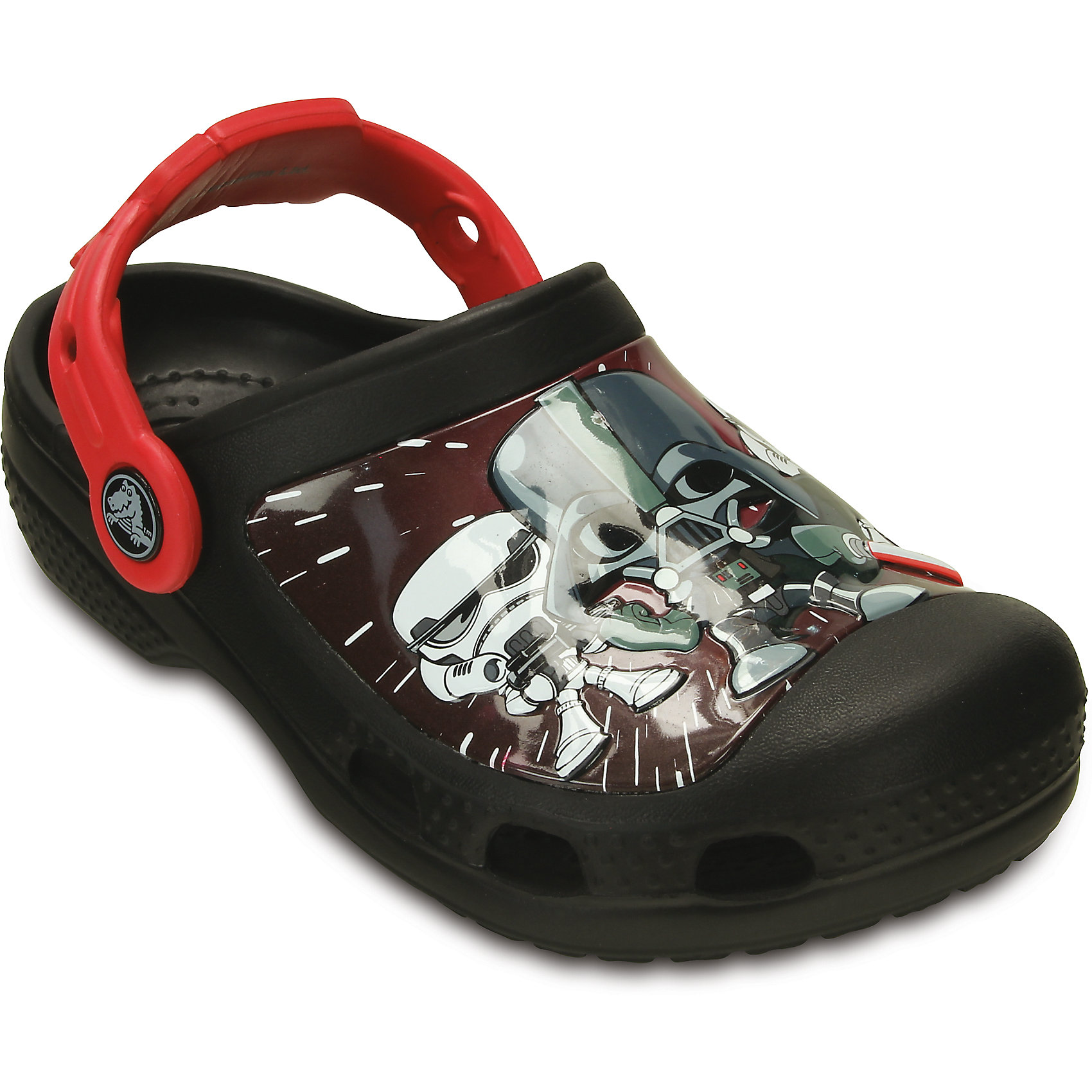Сабо CC Star Wars Darth Vader Clog для мальчика Crocs Сабо CC Star Wars Darth Vader Clog для мальчика CrocsПляжная обувь<br>Характеристики товара:<br><br>• цвет: черный<br>• материал: 100% полимер Croslite™<br>• литая модель<br>• вентиляционные отверстия<br>• бактериостатичный материал<br>• пяточный ремешок фиксирует стопу<br>• толстая устойчивая подошва<br>• с принтом<br>• анатомическая стелька с массажными точками стимулирует кровообращение<br>• страна бренда: США<br>• страна изготовитель: Китай<br><br>Для правильного развития ребенка крайне важно, чтобы обувь была удобной. Такие сабо обеспечивают детям необходимый комфорт, а анатомическая стелька с массажными линиями для стимуляции кровообращения позволяет ножкам дольше не уставать. Сабо легко надеваются и снимаются, отлично сидят на ноге. Материал, из которого они сделаны, не дает размножаться бактериям, поэтому такая обувь препятствует образованию неприятного запаха и появлению болезней стоп. <br>Обувь от американского бренда Crocs в данный момент завоевала широкую популярность во всем мире, и это не удивительно - ведь она невероятно удобна. Её носят врачи, спортсмены, звёзды шоу-бизнеса, люди, которым много времени приходится бывать на ногах - они понимают, как важна комфортная обувь. Продукция Crocs - это качественные товары, созданные с применением новейших технологий. Обувь отличается стильным дизайном и продуманной конструкцией. Изделие производится из качественных и проверенных материалов, которые безопасны для детей.<br><br>Сабо от торговой марки Crocs можно купить в нашем интернет-магазине.<br><br>Ширина мм: 262<br>Глубина мм: 176<br>Высота мм: 97<br>Вес г: 427<br>Цвет: черный<br>Возраст от месяцев: 12<br>Возраст до месяцев: 15<br>Пол: Мужской<br>Возраст: Детский<br>Размер: 21/22,32/33,27/28,29/30,23/24,34/35,33/34,25/26<br>SKU: 4492026