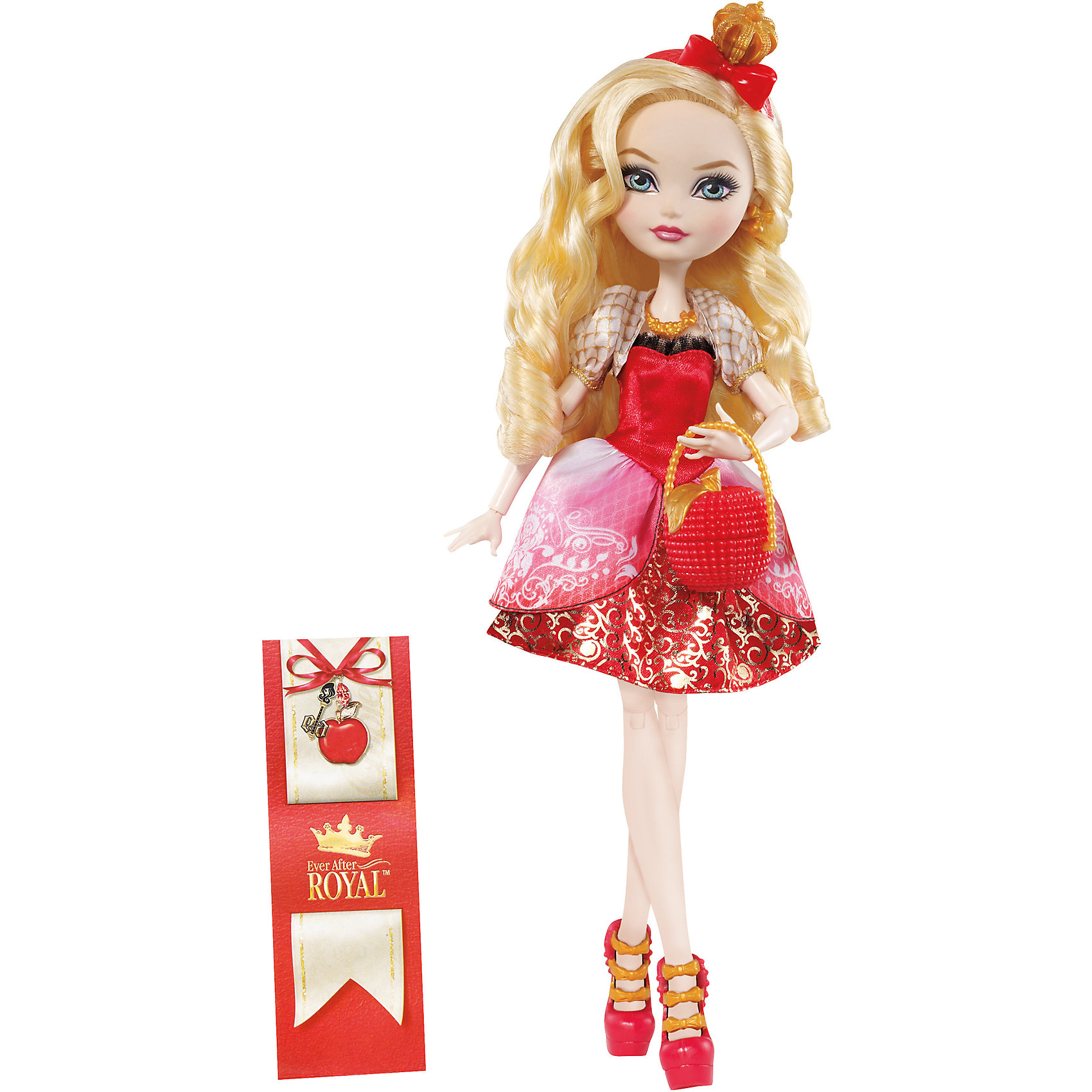 Кукла Эппл Уайт Главные герои, Ever After High Кукла Эппл Уайт Главные герои, Ever After HighEver After High<br>Эппл Вайт - дочь Белоснежки, прекрасная как и ее сказочная мама! Эппл обожает яблоки, и хочет , чтобы люди знали ее как самую прекрасную на свете не только внешне, но и в душе. Куколка одета в красивое красное платье с пышной юбкой и приталенным лифом, на ногах - стильные босоножки. Эппл имеет длинные светлые волосы, из которых получится множество замечательных причесок. Образ дополняют красный ободок с короной и маленькая сумочка. Собери всех героев Ever After High (Школа Долго и счастливо) проигрывай любимые сцены из мультсериала или придумывай свои новые истории! <br><br>Дополнительная информация:<br><br>- Материал: пластик.<br>- Высота: 25 см.<br>- Голова, руки, ноги куклы подвижные. <br>- Комплектация: кукла в одежде и обуви, расческа, дневник, сумочка.<br><br>Куклу Главные герои, Ever After High (Эвер Афтер Хай), можно купить в нашем магазине.<br><br>Ширина мм: 65<br>Глубина мм: 205<br>Высота мм: 325<br>Вес г: 388<br>Возраст от месяцев: 72<br>Возраст до месяцев: 120<br>Пол: Женский<br>Возраст: Детский<br>SKU: 4500802