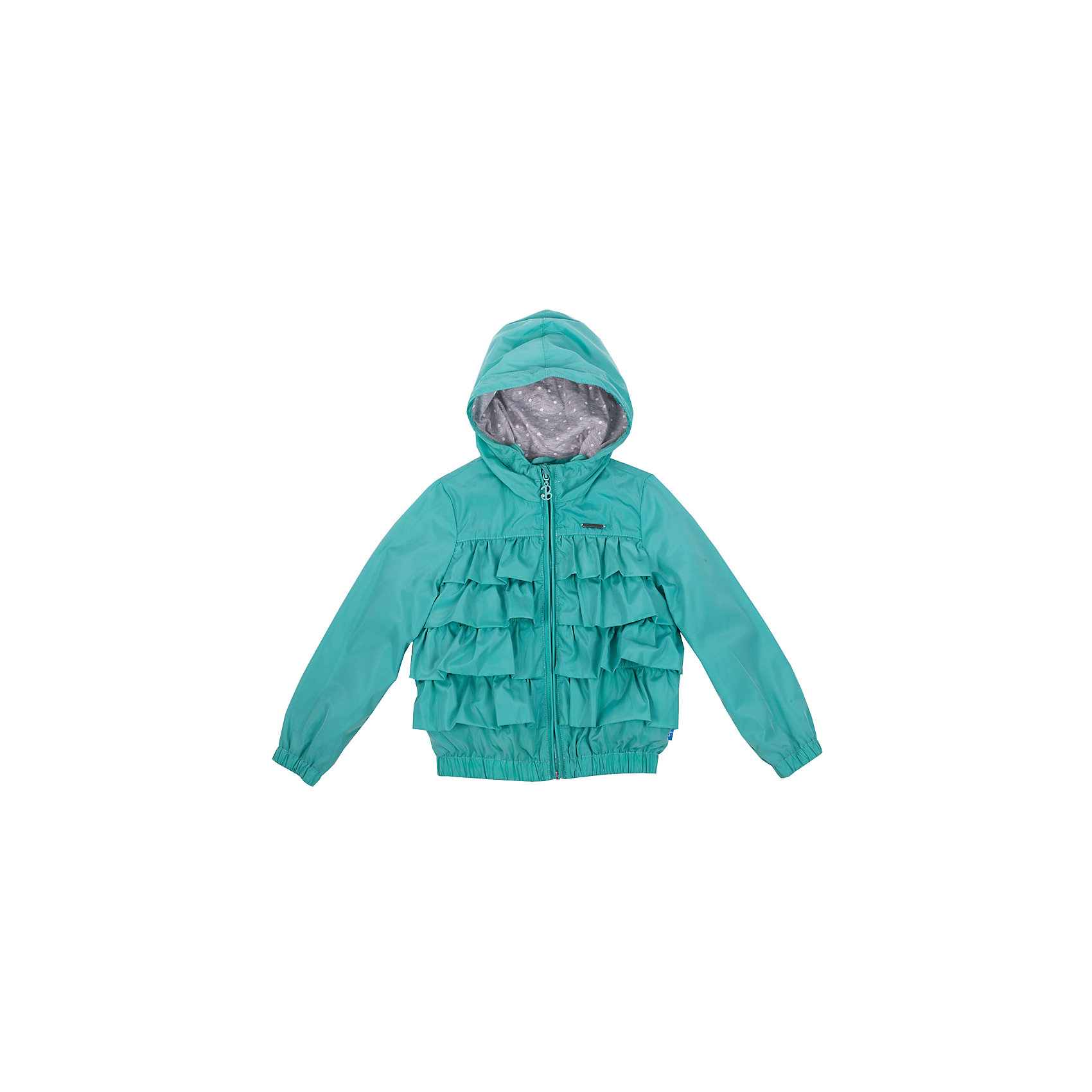 Ветровка для девочки Button Blue Ветровка для девочки Button BlueВерхняя одежда<br>Хит прогулочного гардероба, бирюзовая ветровка для девочки, выглядит отлично! Модная удобная форма, продуманные функциональные детали, оригинальная череда рюш на передней части модели, трикотажная подкладка делают ветровку отличной вещью на каждый день. Купить детскую ветровку Button Blue, значит, купить классную ветровку недорого и быстро, не сомневаясь в ее качестве и комфорте.<br>Состав:<br>тк. верха: 100% полиэстер, подкл.: 100% хлопок<br><br>Ширина мм: 356<br>Глубина мм: 10<br>Высота мм: 245<br>Вес г: 519<br>Цвет: голубой<br>Возраст от месяцев: 48<br>Возраст до месяцев: 60<br>Пол: Женский<br>Возраст: Детский<br>Размер: 110,98,116,104,122<br>SKU: 4510822