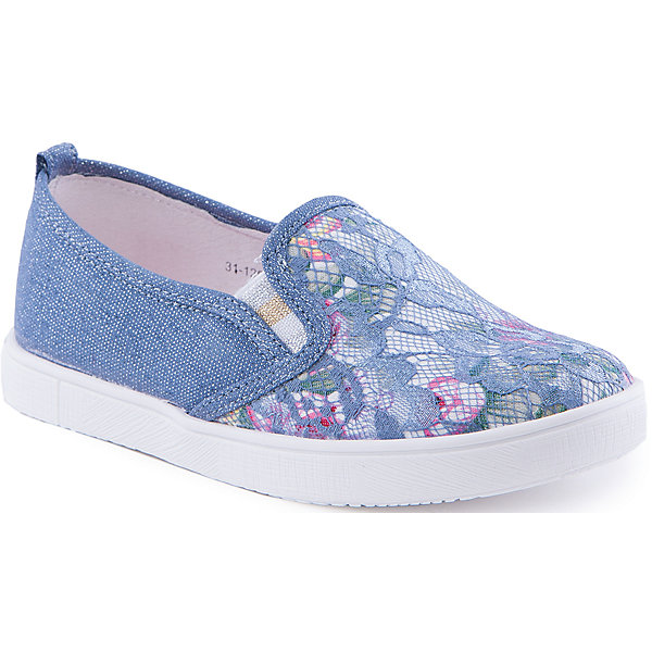 Слипоны для девочки Indigo kids Слипоны для девочки Indigo kidsСлипоны<br>Туфли для девочки от известного бренда Indigo kids.<br><br>Легкие туфли - прекрасный вариант обуви для теплого сезона. Они нарядные и стильные, но в то же время очень удобные. Эту модель можно носить и с юбкой, и с шортами, и с джинсами. Такие туфли легко надеваются, комфортно садятся по ноге. <br><br>Особенности модели:<br><br>- цвет: синий;<br>- стильный дизайн;<br>- удобная колодка;<br>- подкладка из натуральной кожи;<br>- передняя часть изделия декорирована кружевом и цветочным принтом;<br>- задняя часть - блестящая;<br>- белая нескользящая подошва;<br>- без застежек.<br><br>Дополнительная информация:<br><br>Состав:<br><br>верх – текстиль;<br>подкладка - натуральная кожа;<br>подошва - ТЭП.<br><br>Туфли для девочки Indigo kids (Индиго Кидс) можно купить в нашем магазине.<br><br>Ширина мм: 227<br>Глубина мм: 145<br>Высота мм: 124<br>Вес г: 325<br>Цвет: синий<br>Возраст от месяцев: 84<br>Возраст до месяцев: 96<br>Пол: Женский<br>Возраст: Детский<br>Размер: 31,33,32,34,35,36<br>SKU: 4519880