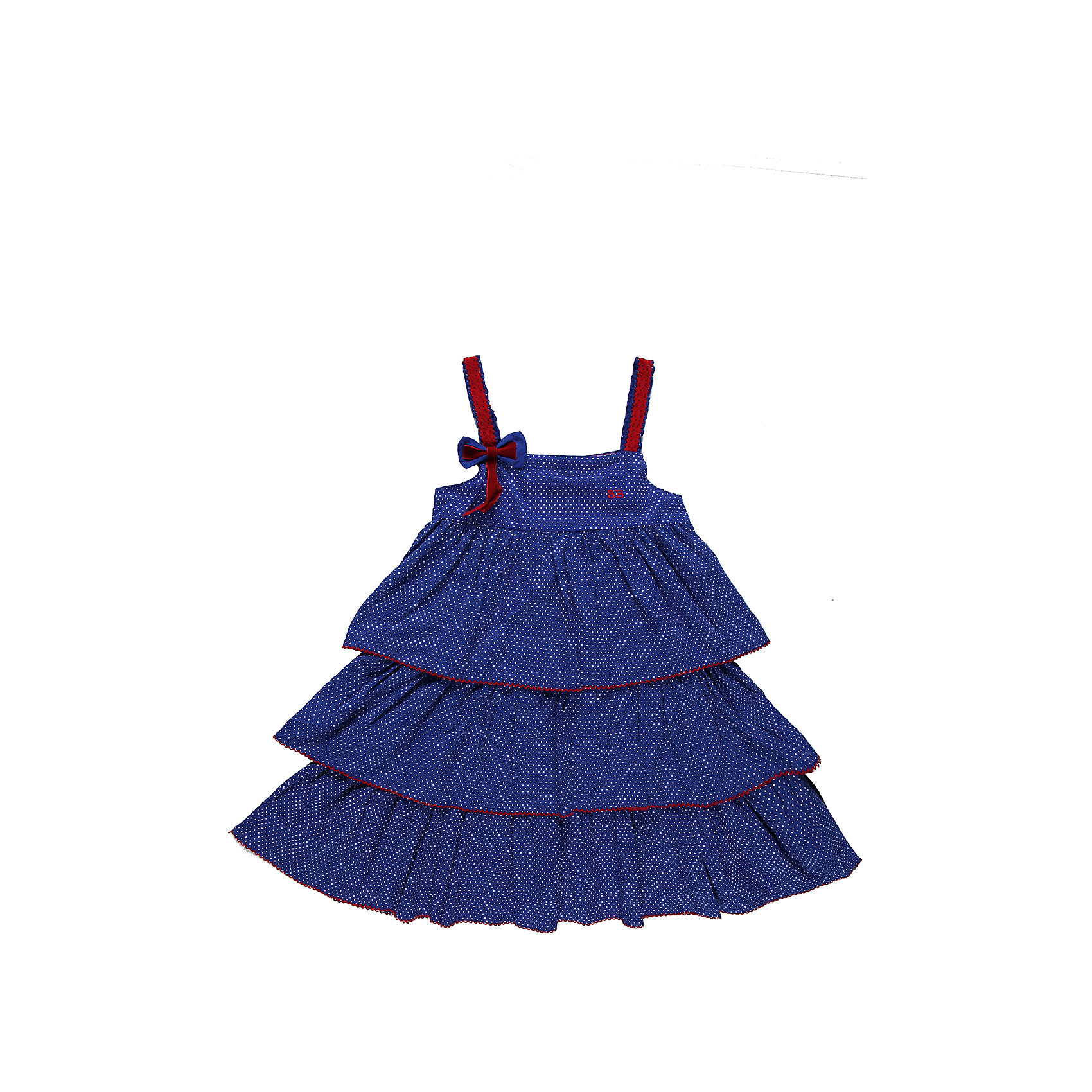 Сарафан для девочки Sweet Berry Сарафан для девочки Sweet BerryПлатья и сарафаны<br>Хлопковый сарафан для девочки, на тонких бретелях украшенных ажурной тесьмой и вельветовым бантиком. Завышенная талия. Низ - из трех воланов.<br>Состав:<br>100% хлопок<br><br>Ширина мм: 236<br>Глубина мм: 16<br>Высота мм: 184<br>Вес г: 177<br>Цвет: синий/красный<br>Возраст от месяцев: 48<br>Возраст до месяцев: 60<br>Пол: Женский<br>Возраст: Детский<br>Размер: 110,128,104,98,122,116<br>SKU: 4521145