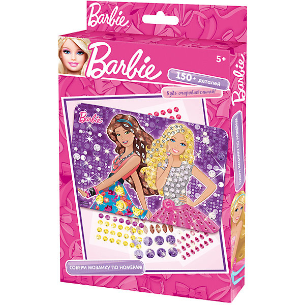 Мозаика по номерам, Barbie Мозаика по номерам, BarbieМозаика детская<br>Мозаика по номерам, Barbie - увлекательный набор для детского творчества, который поможет Вашей девочке без ножниц и клея сделать красивую картинку. Техника выполнения мозаики проста и не представляет сложностей: на картонную основу уже нанесен рисунок с пронумерованными фрагментами, нужно лишь аккуратно вклеить детали в виде страз согласно указанным цифрам на схеме. Все элементы имеют самоклеющуюся основу, легко приклеиваются и прочно держатся. Итогом работы станет красочная сверкающая мозаика с изображением очаровательной красавицы Барби. Готовая картинка станет отличным украшением детской комнаты или подарком родным и друзьям. Работа с мозаикой развивает у ребенка цветовое восприятие, образно-логическое мышление и пространственное воображение, тренирует мелкую моторику.<br><br>Дополнительная информация:<br><br>- В комплекте: картонная основа с цветным рисунком по номерам, 150+ самоклеящихся страз, подвес.<br>- Размер упаковки: 14,6 х 23,5 x 1,9 см.<br>- Вес: 60 гр.<br><br>Мозаику по номерам, Barbie, Чудо-Творчество, можно купить в нашем интернет-магазине.<br><br>Ширина мм: 146<br>Глубина мм: 235<br>Высота мм: 19<br>Вес г: 600<br>Возраст от месяцев: 72<br>Возраст до месяцев: 120<br>Пол: Женский<br>Возраст: Детский<br>SKU: 4530683