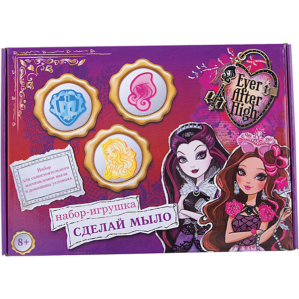 Набор для создания мыла Ever After High Набор для создания мыла Ever After HighНаборы для создания мыла<br>Набор для создания мыла Ever After High – это увлекательный набор для детского творчества.<br>Набор для создания мыла Ever After High станет оригинальным подарком для поклонниц мультсериала Эвер Афтер Хай. С помощью набора можно сделать своими руками три кусочка оригинального мыла в дизайне Ever After High. Мыло можно использовать по назначению, в состав входят экологически чистые компоненты.<br><br>Дополнительная информация:<br><br>- В наборе: прозрачная мыльная основа 100 гр.; натуральные пищевые красители 3 шт.; емкость для смешивания, пластмассовая ложка, формы для мыла 3 шт.<br>- Размер упаковки: 75х225х310 мм.<br>- Вес: 500 гр.<br><br>Набор для создания мыла Ever After High можно купить в нашем интернет-магазине.<br><br>Ширина мм: 75<br>Глубина мм: 310<br>Высота мм: 225<br>Вес г: 3000<br>Возраст от месяцев: 36<br>Возраст до месяцев: 120<br>Пол: Женский<br>Возраст: Детский<br>SKU: 4535567
