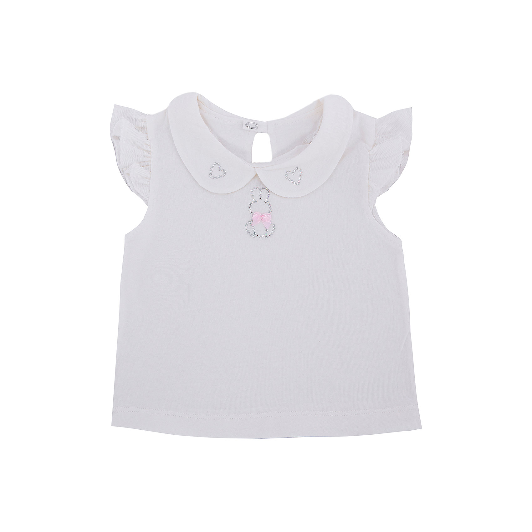 Футболка для девочки Soni Kids Футболка для девочки Soni KidsФутболки, топы<br>Футболка для девочки от популярной марки Soni Kids <br> <br>Футболка очень красивого оттенка слоновой кости сшита из мягкого дышащего хлопка. Это гипоаллергенный материал, который отлично подходит для детской одежды. Правильный крой обеспечит ребенку удобство, не будет натирать и стеснять движения. <br> <br>Особенности модели: <br> <br>- цвет - белый; <br>- материал - натуральный хлопок; <br>- крылья на рукавах; <br>- отложной воротник; <br>- модель декорирована бантиками и стразами; <br>- застежки - кнопки на спине. <br> <br>Дополнительная информация: <br> <br>Состав: 100% хлопок <br> <br>Футболка для девочки от популярной марки Soni Kids (Сони Кидс) можно купить в нашем магазине.<br><br>Ширина мм: 157<br>Глубина мм: 13<br>Высота мм: 119<br>Вес г: 200<br>Цвет: белый<br>Возраст от месяцев: 6<br>Возраст до месяцев: 9<br>Пол: Женский<br>Возраст: Детский<br>Размер: 74,80,92,86<br>SKU: 4544994
